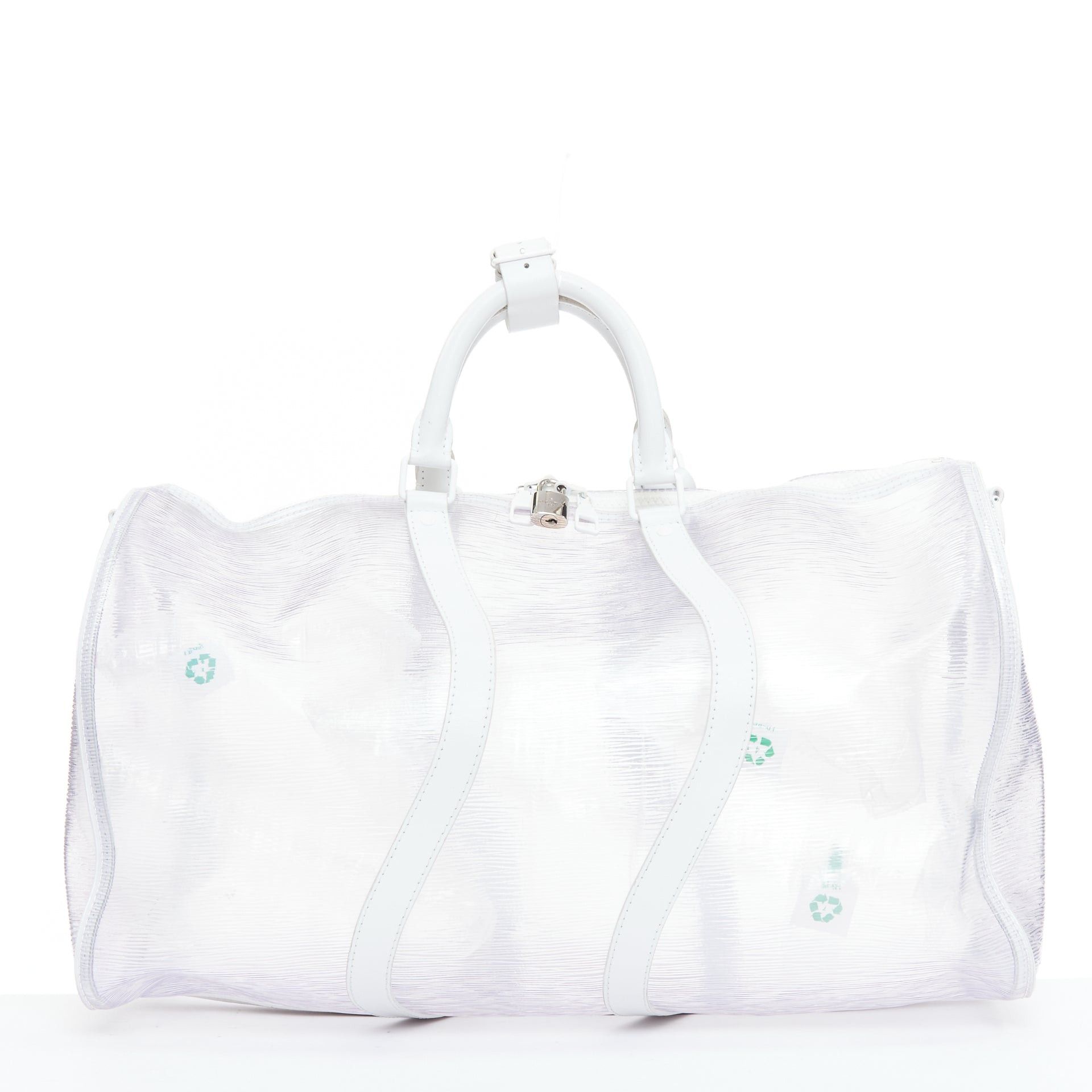 Louis Vuitton LOUIS VUITTON Virgil Abloh 2019 Keepall Bandouliere 50 white epi PVC leather trim travel bag Size ONE SIZE - 5 Thumbnail