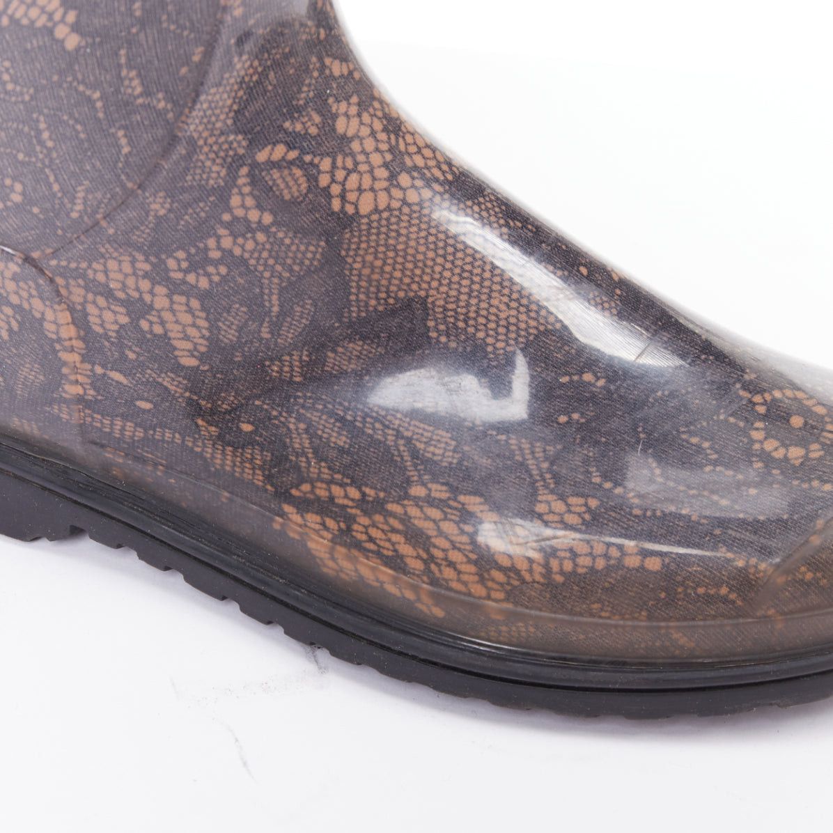 Valentino VALENTINO GARAVANI grey nude lace print rubber rain boots EU39 Size US 9 / IT 39 - 8 Thumbnail