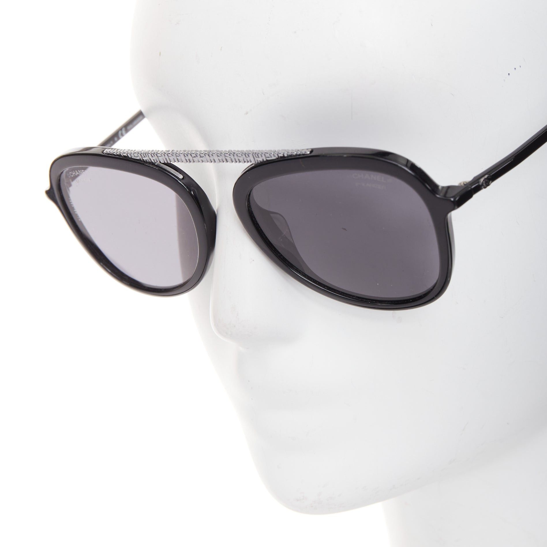 Chanel CHANEL 5381A black acetate silver brow bar aviator pilot sunglasses Size ONE SIZE - 6 Thumbnail