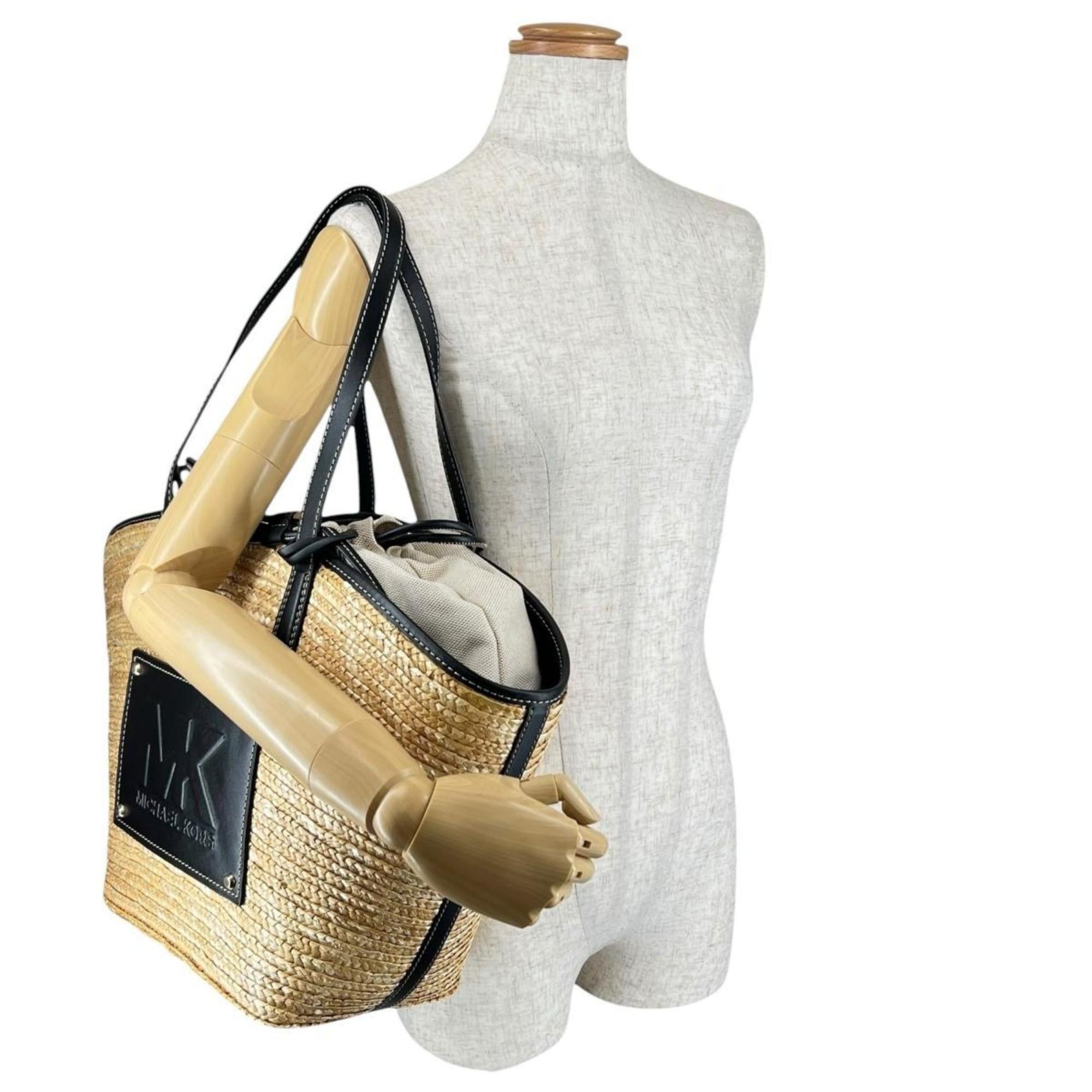 Michael Kors Michael Kors Kimber Canvas Handbag, Basket Bag, 35T2G7KT71, Ivory and Black Size ONE SIZE - 16 Thumbnail
