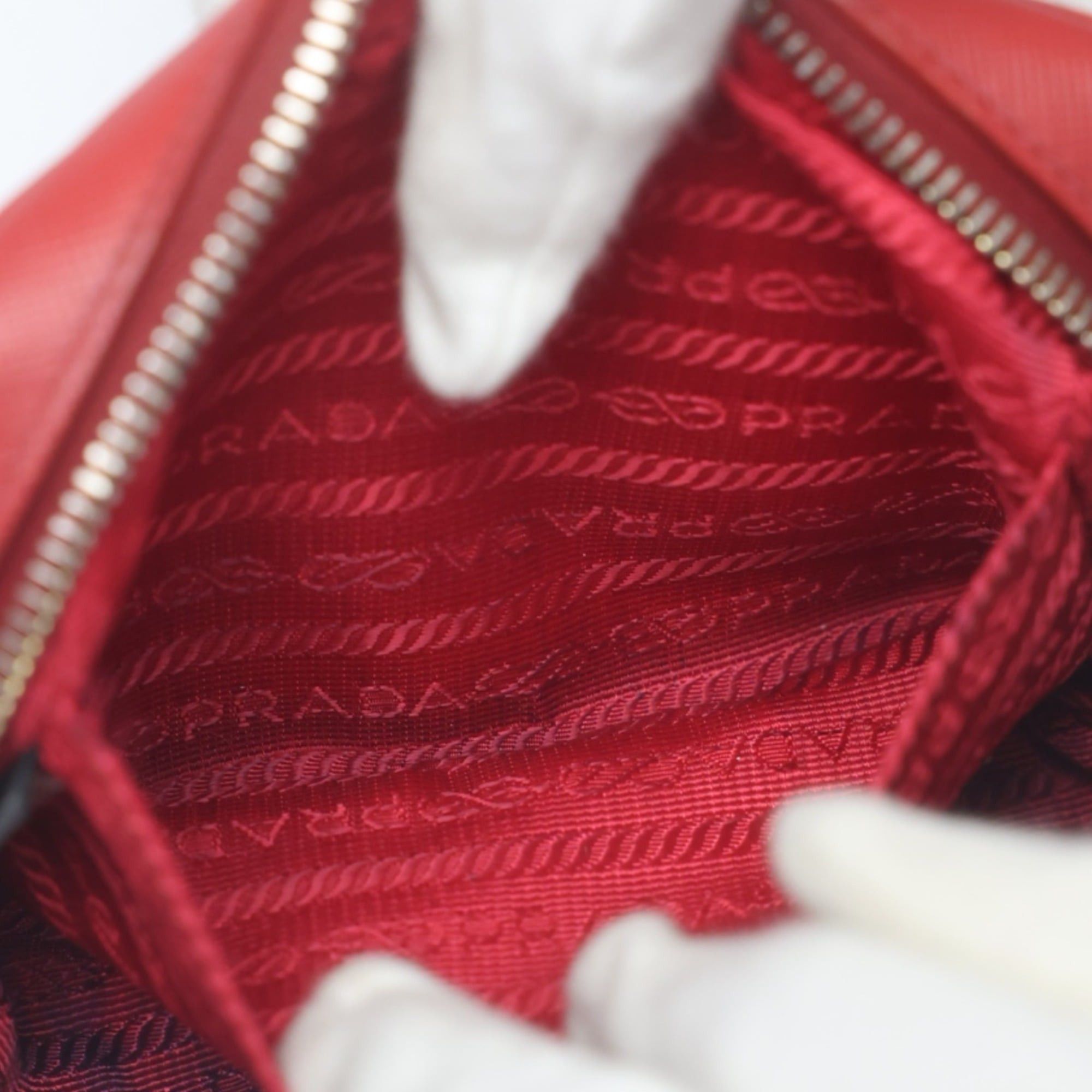 Prada Prada Vitello Phoenix Leather Shoulder Bag, Camera Red, 1N1674 Size ONE SIZE - 15 Thumbnail