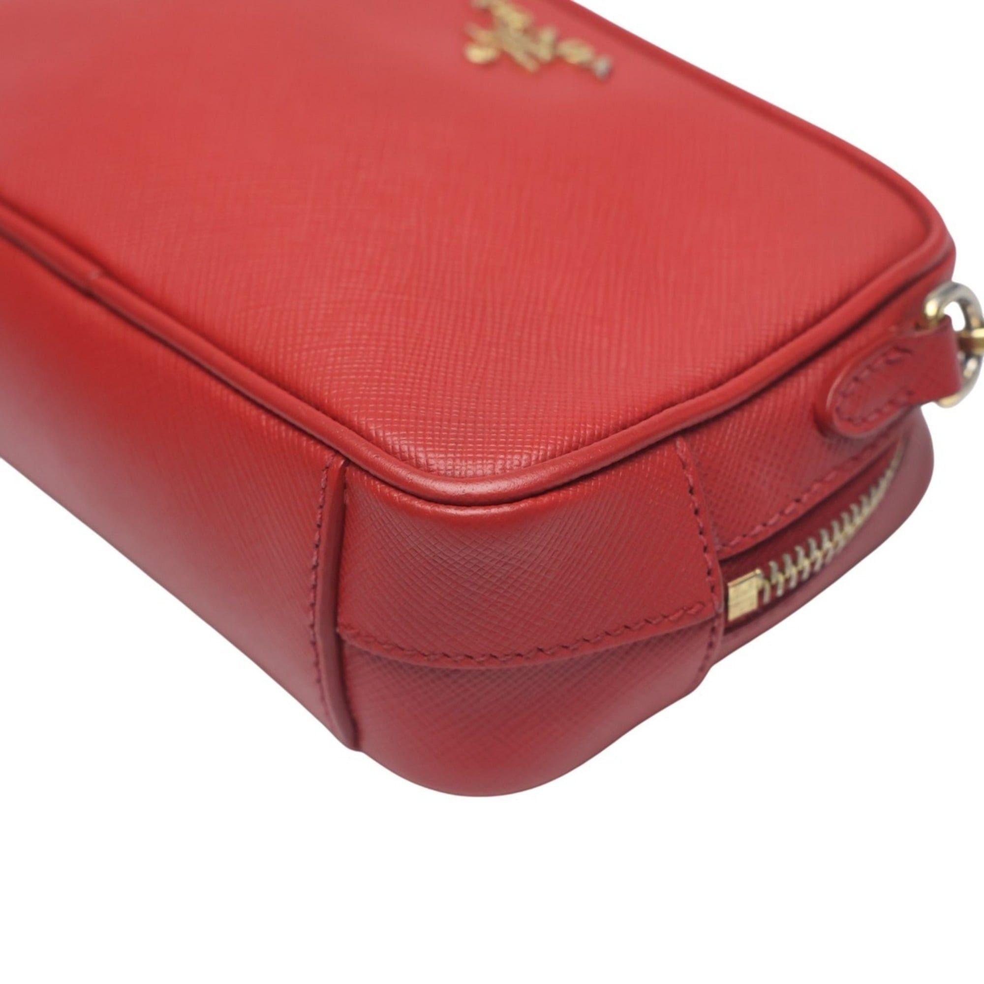 Prada Prada Vitello Phoenix Leather Shoulder Bag, Camera Red, 1N1674 Size ONE SIZE - 7 Thumbnail