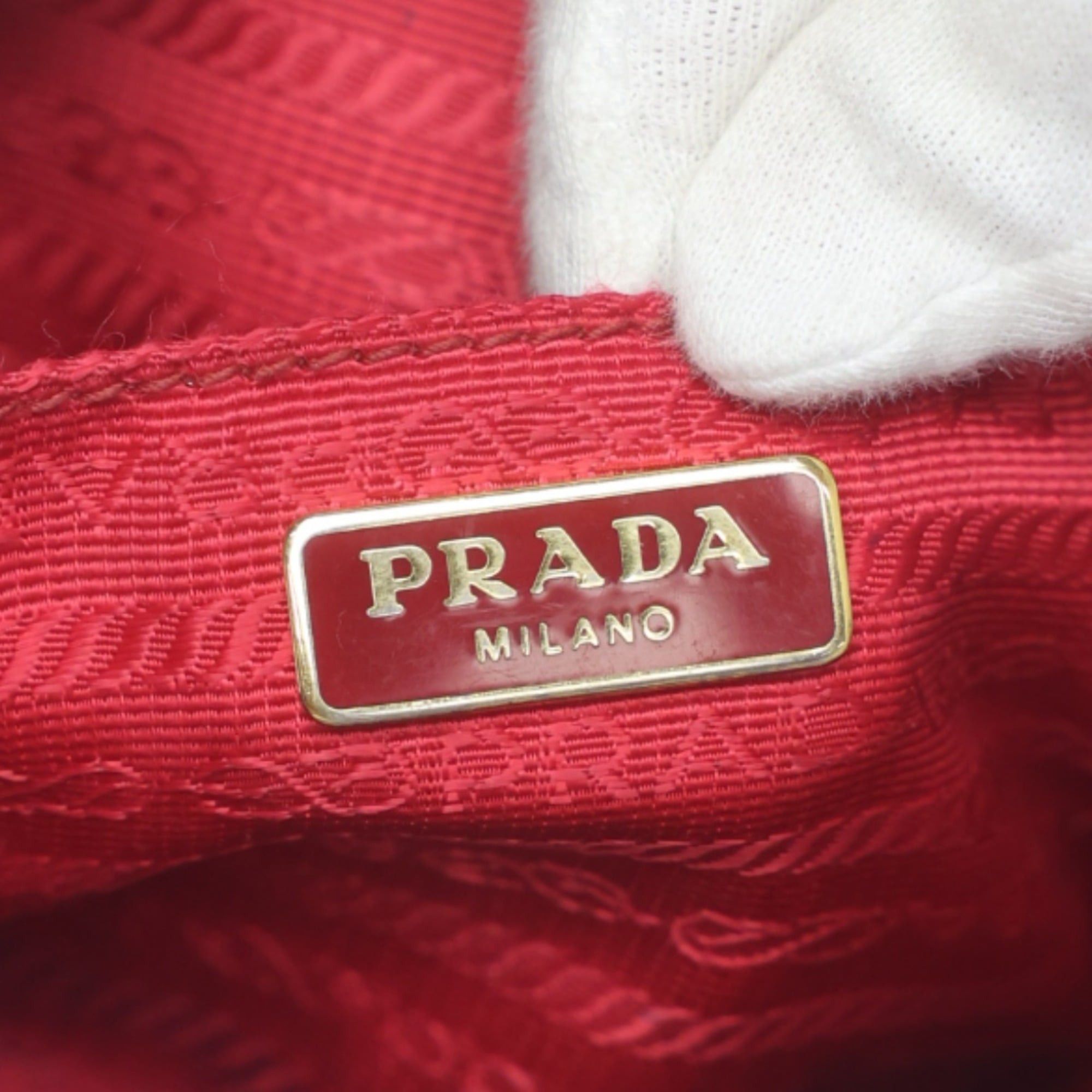 Prada Prada Vitello Phoenix Leather Shoulder Bag, Camera Red, 1N1674 Size ONE SIZE - 16 Thumbnail