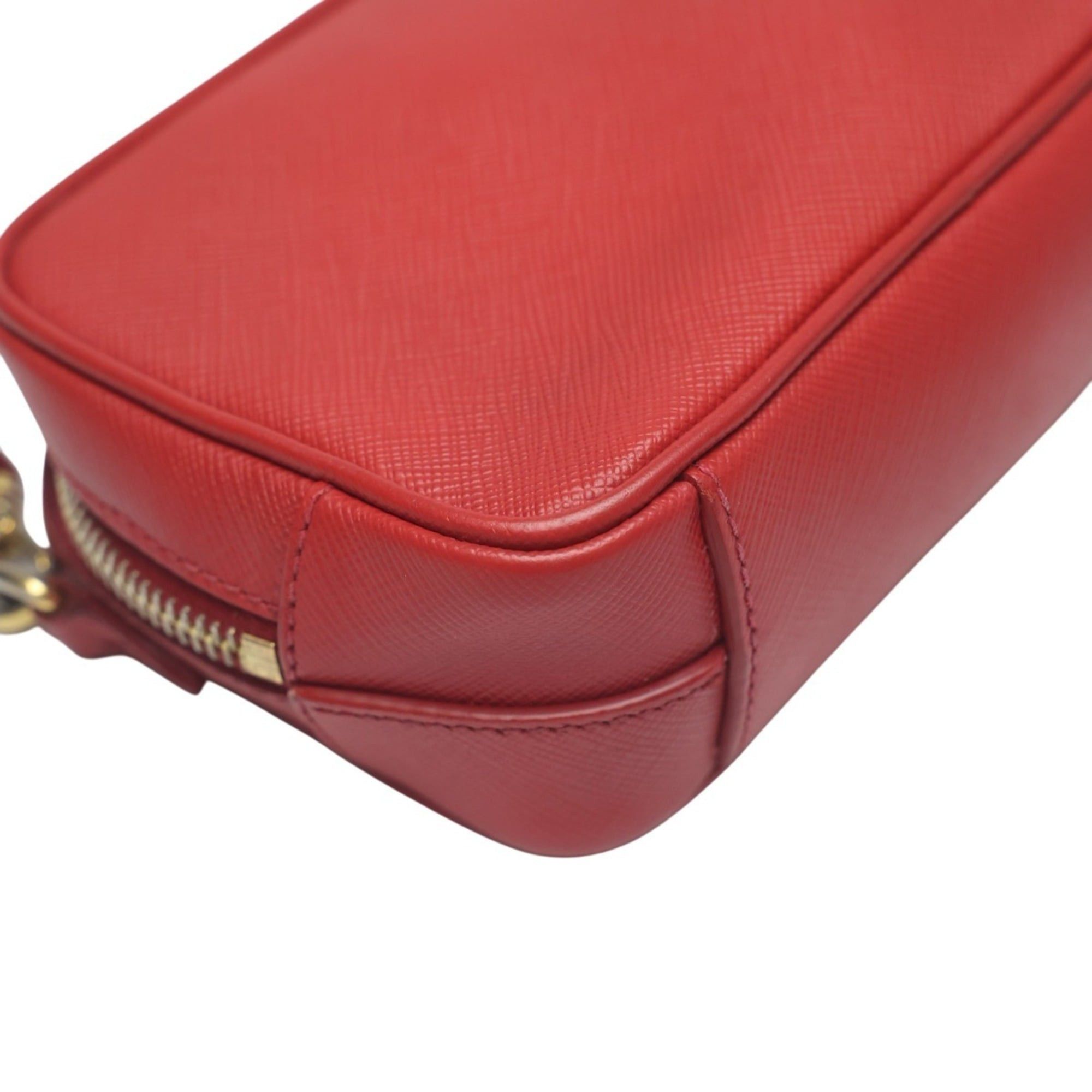 Prada Prada Vitello Phoenix Leather Shoulder Bag, Camera Red, 1N1674 Size ONE SIZE - 8 Thumbnail