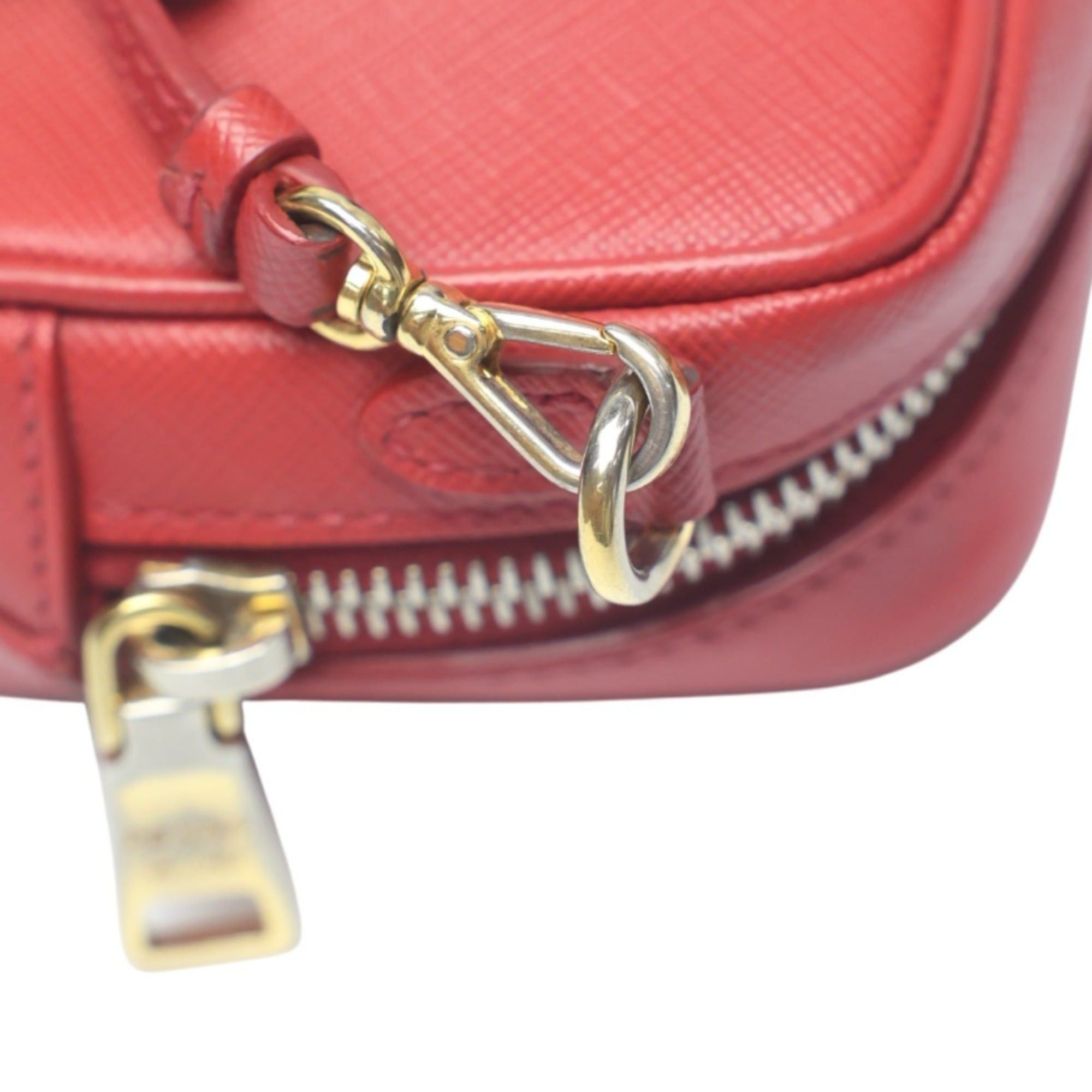 Prada Prada Vitello Phoenix Leather Shoulder Bag, Camera Red, 1N1674 Size ONE SIZE - 12 Thumbnail