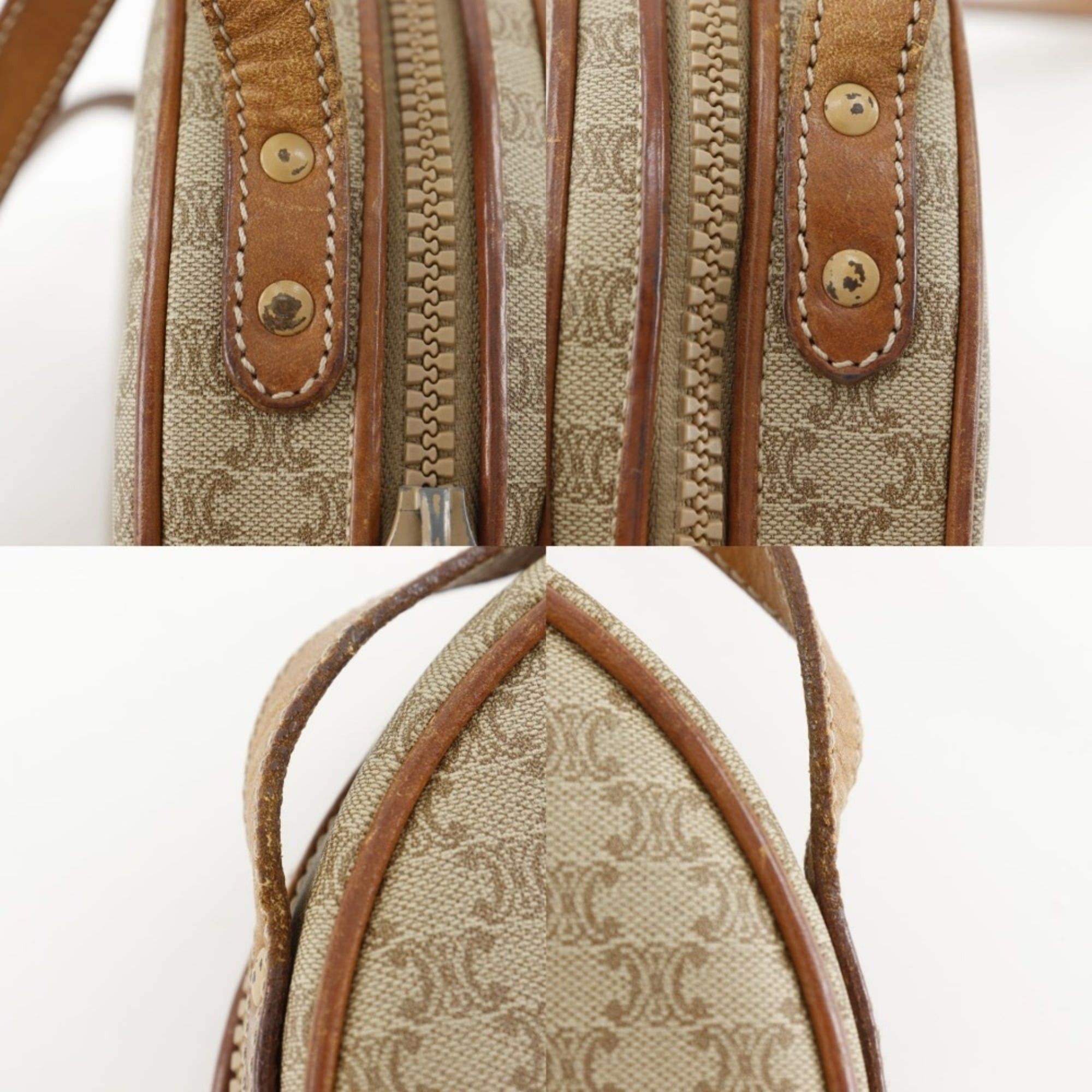 Celine Celine Old Shoulder Bag Macadam Vintage PVC Beige Zipper Women's Size ONE SIZE - 11 Thumbnail