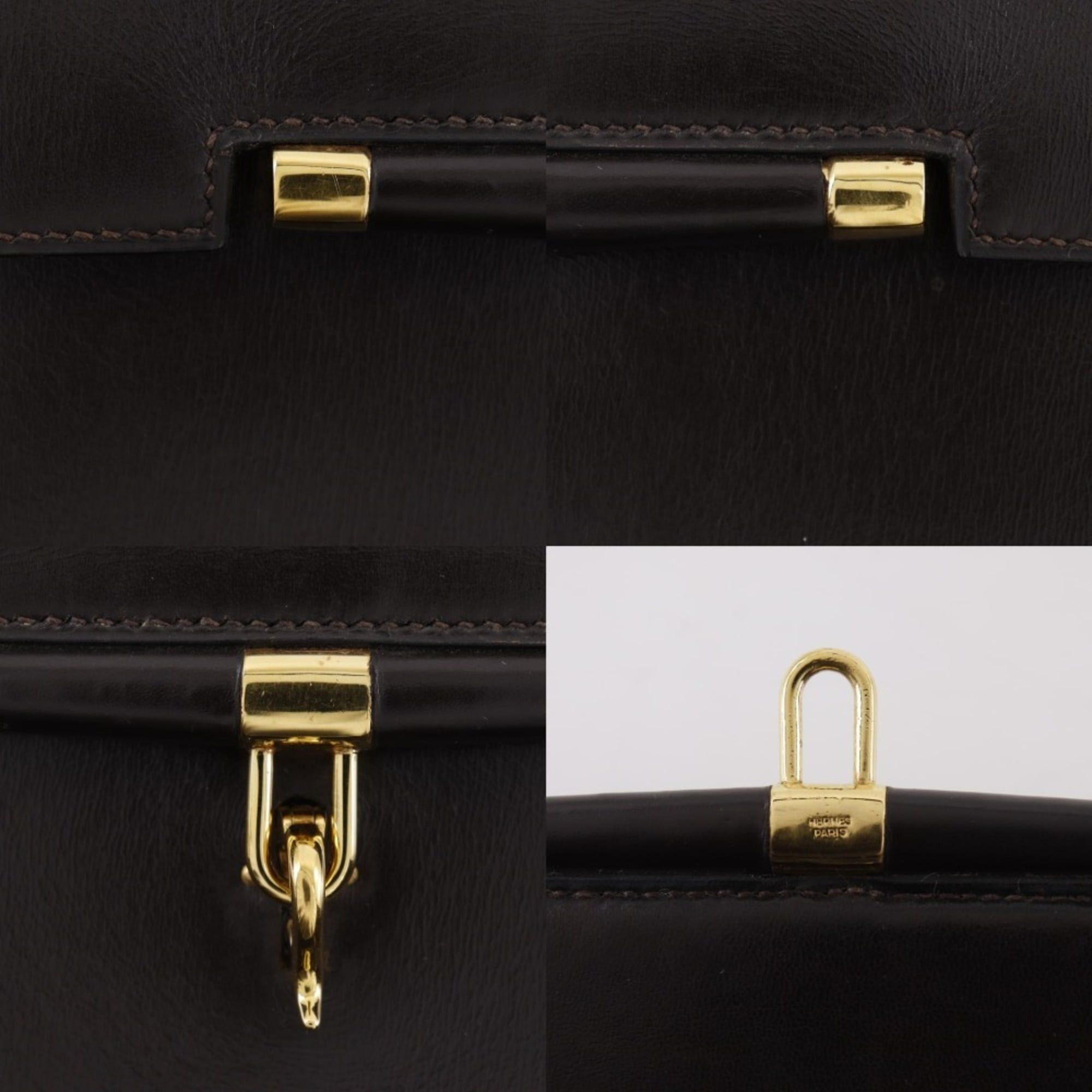 Hermes Hermes Paronniere Handbag Vintage Box Calf Brown XO A5 Flap Women's Size ONE SIZE - 12 Thumbnail
