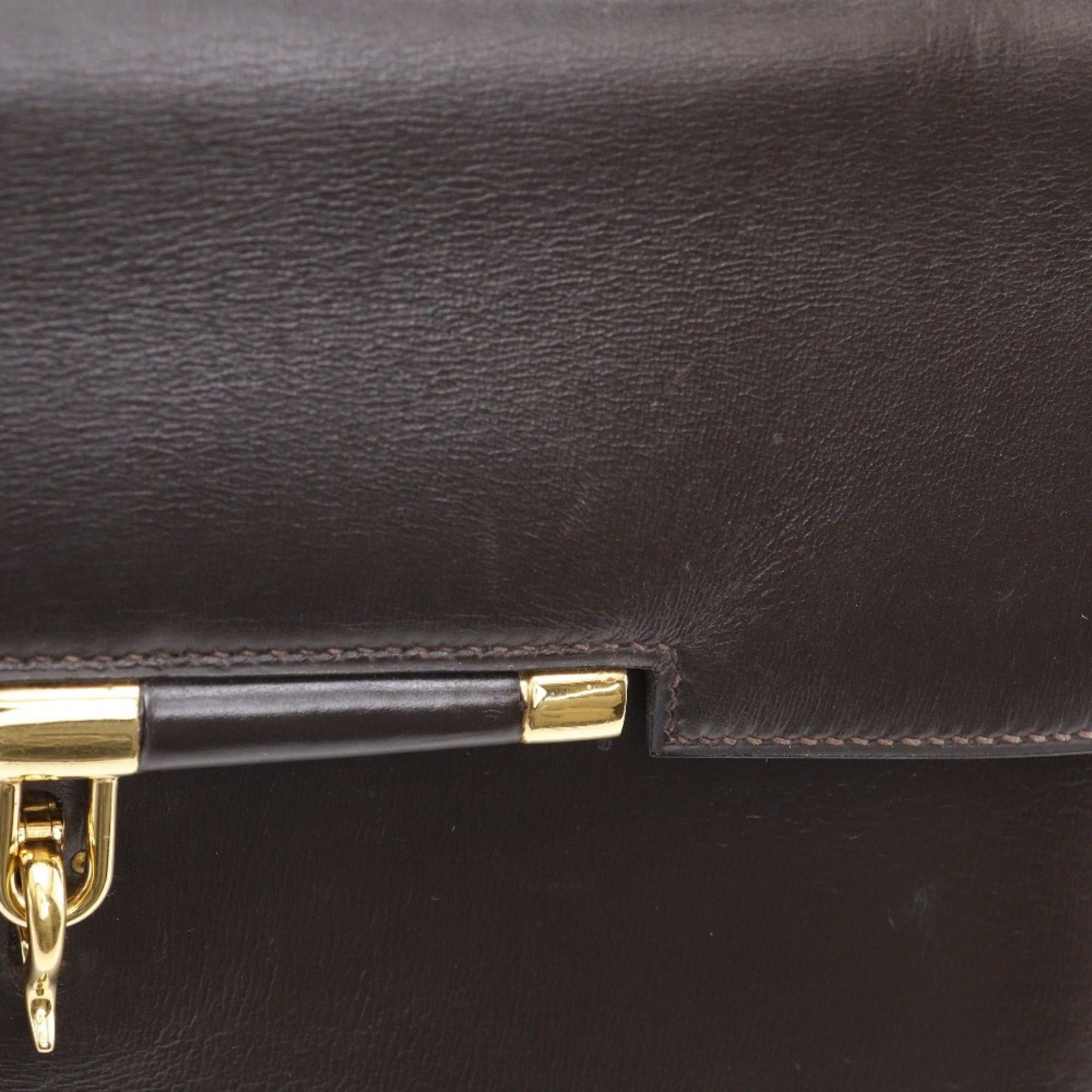 Hermes Hermes Paronniere Handbag Vintage Box Calf Brown XO A5 Flap Women's Size ONE SIZE - 9 Thumbnail