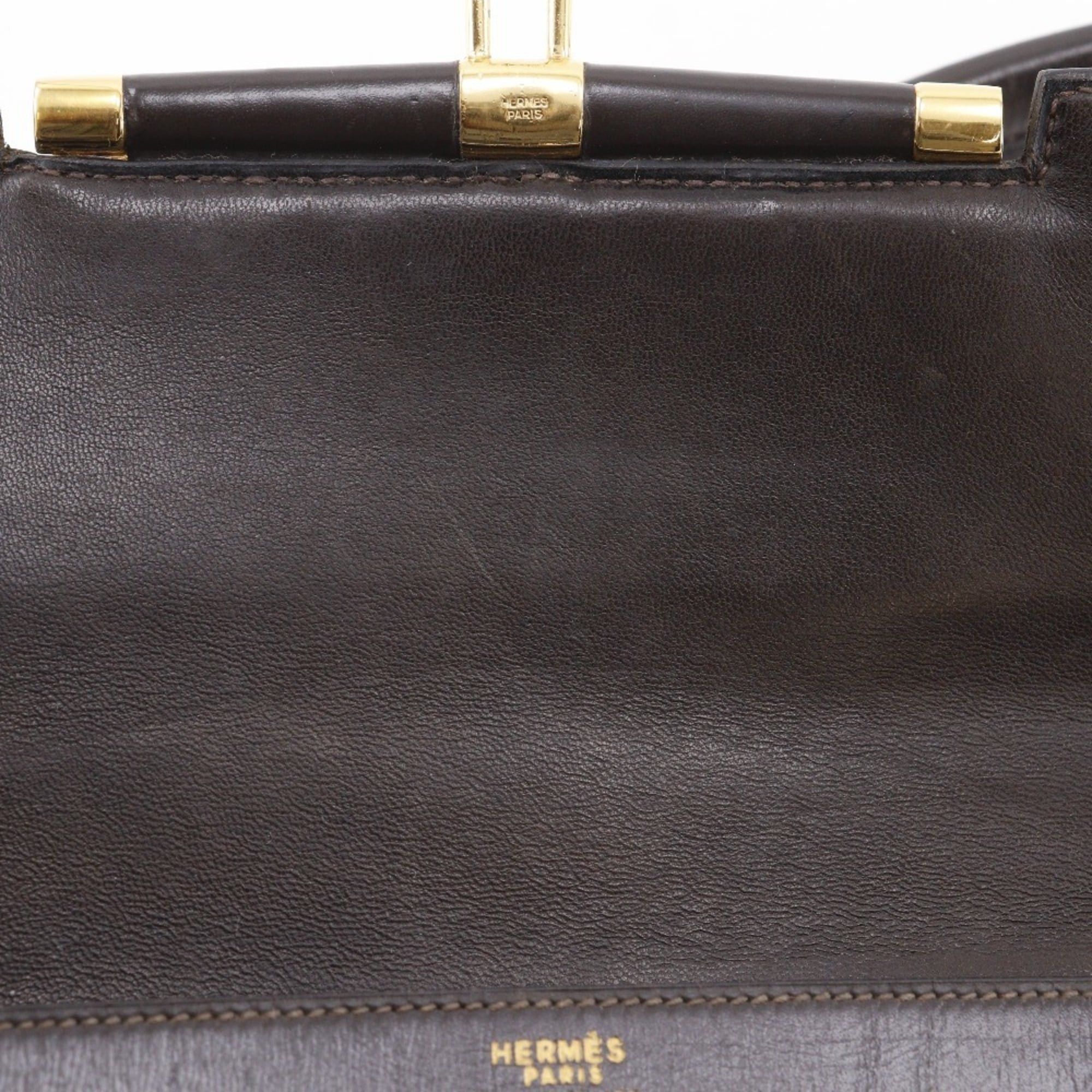 Hermes Hermes Paronniere Handbag Vintage Box Calf Brown XO A5 Flap Women's Size ONE SIZE - 15 Thumbnail