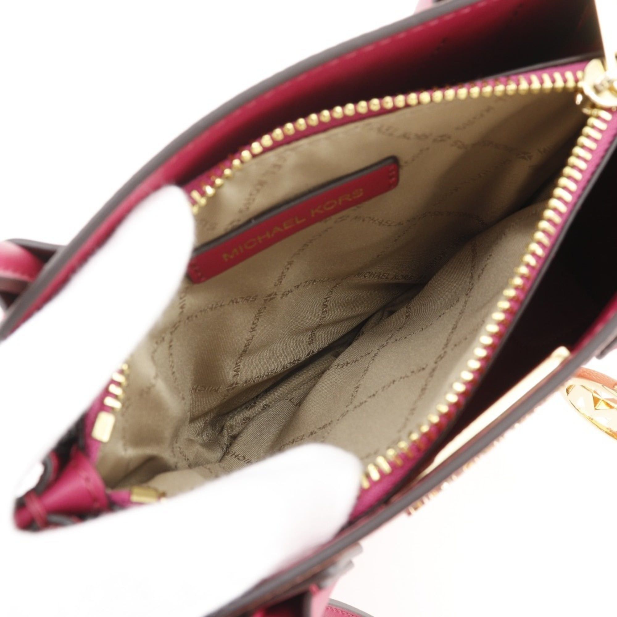 Michael Kors Michael Kors MERCER Handbag, 2-Way Shoulder Bag, 35S1GM9M2T, Leather, Pink/Red, 2-Way, A5 Size, Open, Women's Size ONE SIZE - 9 Thumbnail