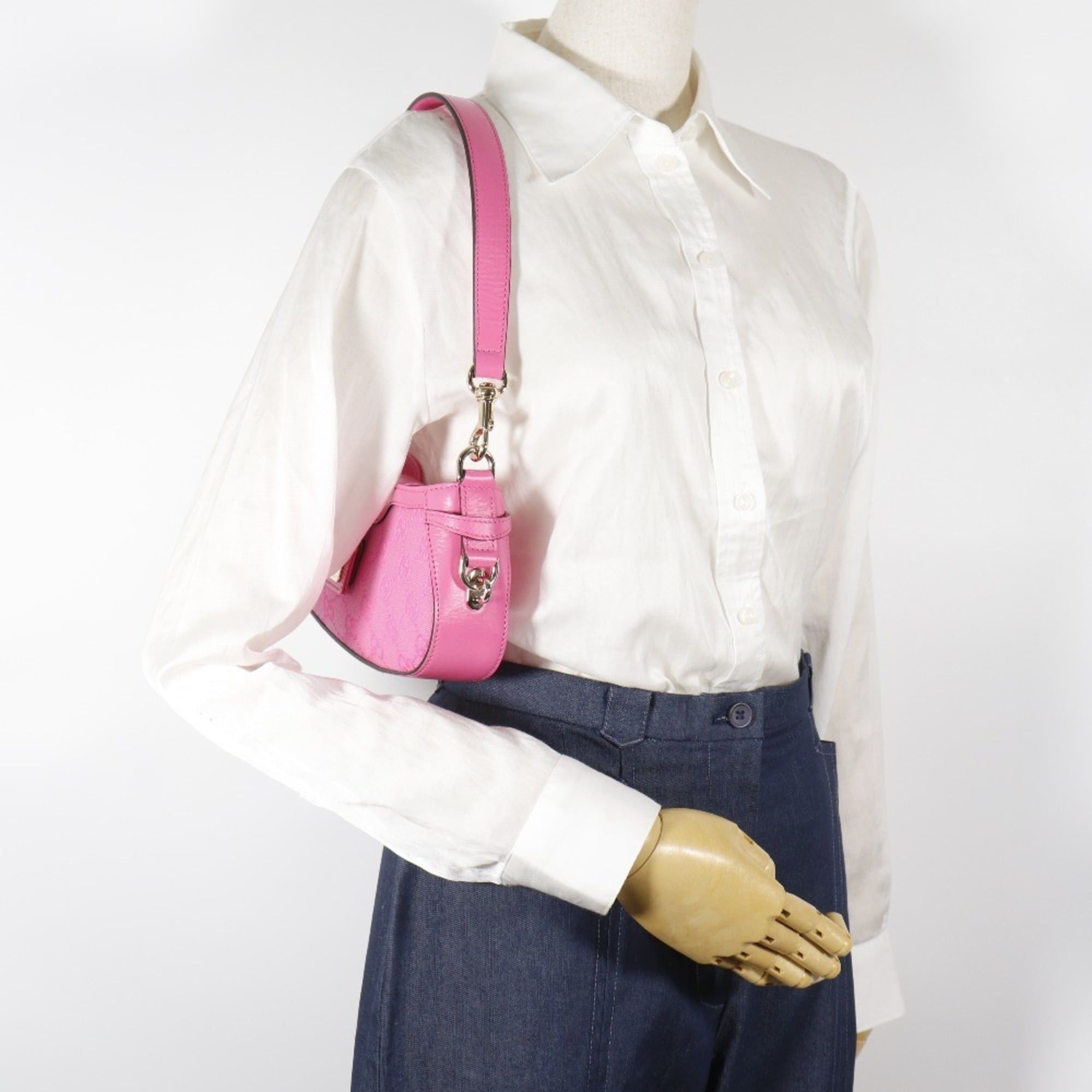 Gucci Gucci Moonside Mini Shoulder Bag 786035, GG Canvas, Pink, Zippered, Women's Size ONE SIZE - 11 Thumbnail