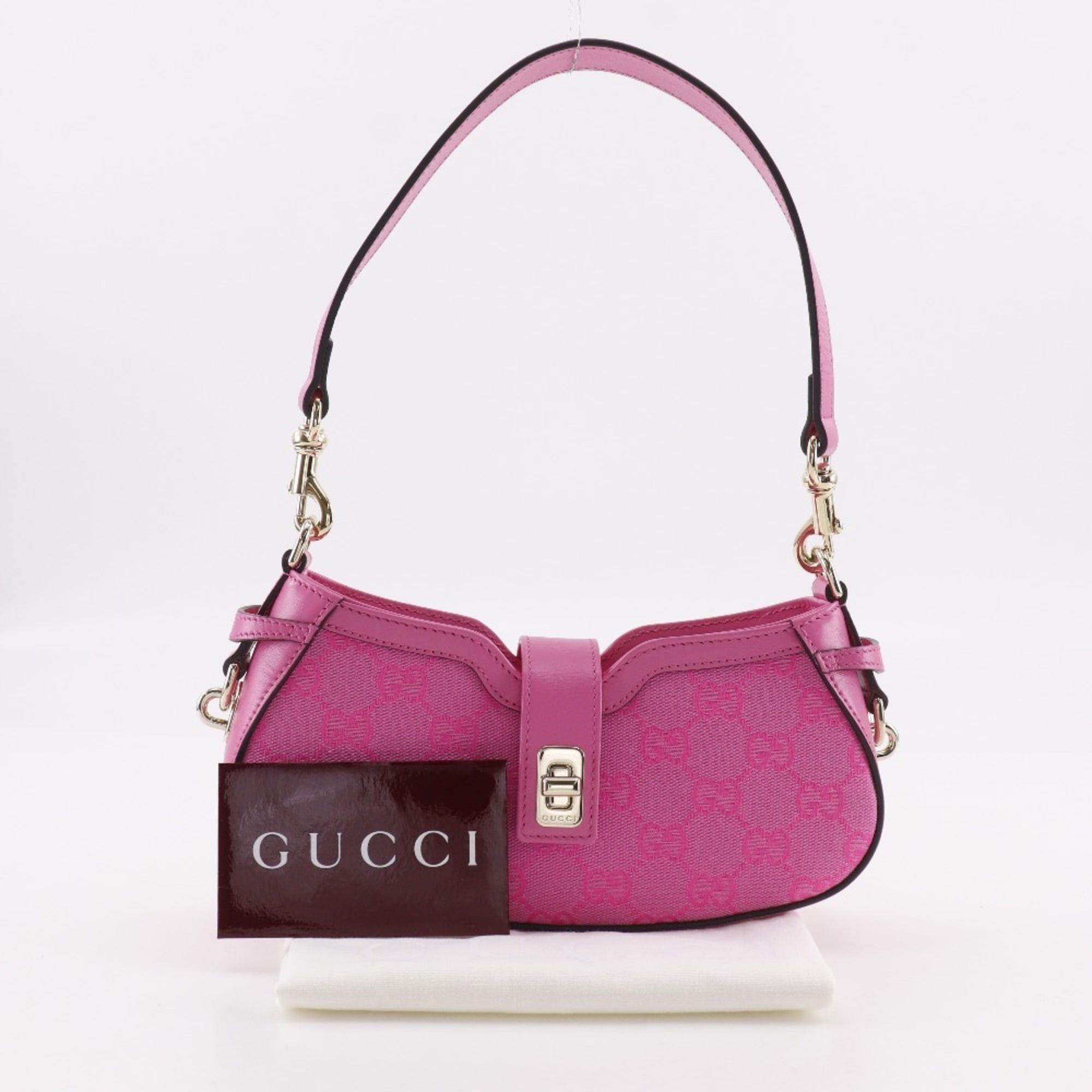 Gucci Gucci Moonside Mini Shoulder Bag 786035, GG Canvas, Pink, Zippered, Women's Size ONE SIZE - 12 Thumbnail