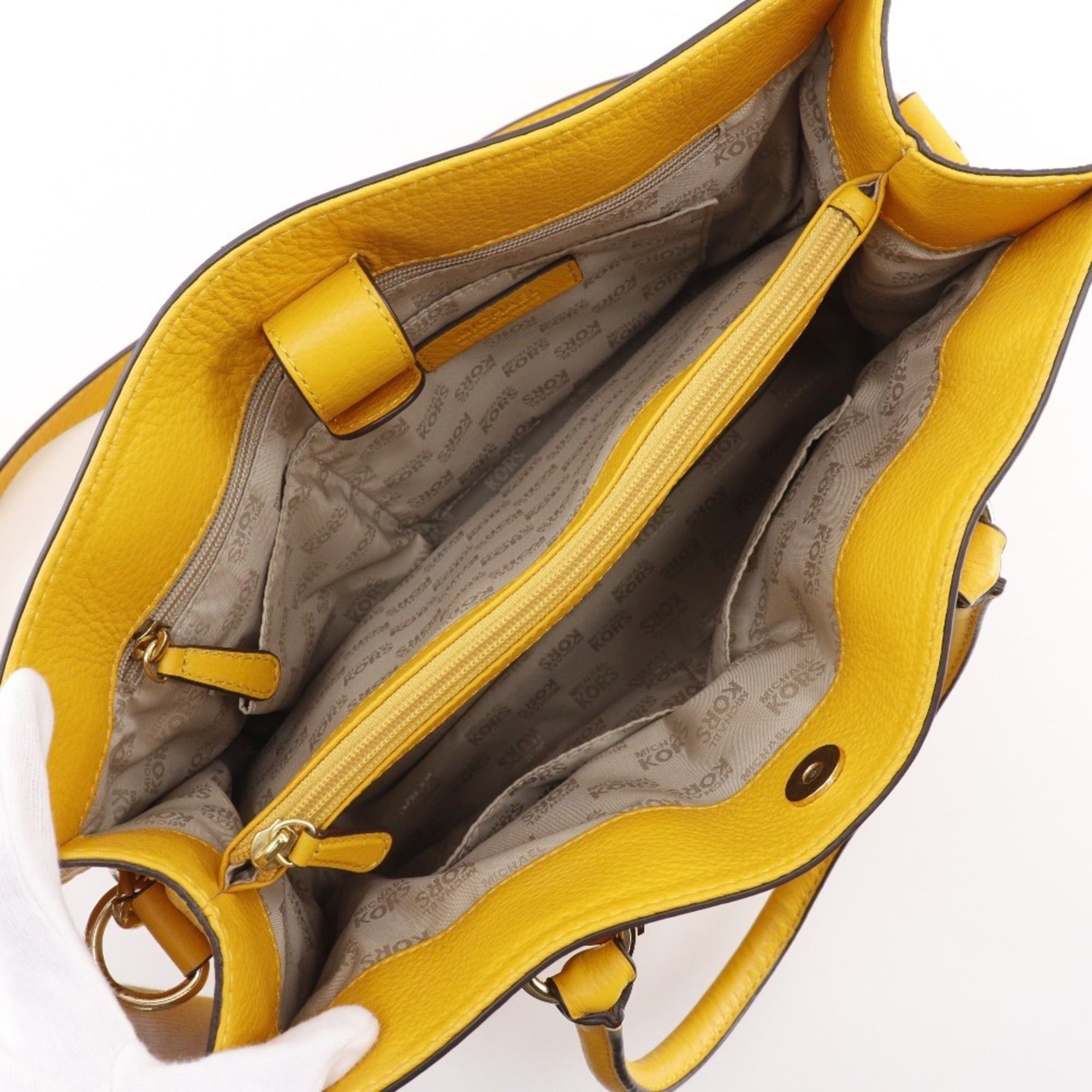 Michael Kors Michael Kors 2WAY Shoulder Handbag Leather Yellow 2way A4 Magnetic Type 2WAYShoulder Women's Size ONE SIZE - 6 Thumbnail