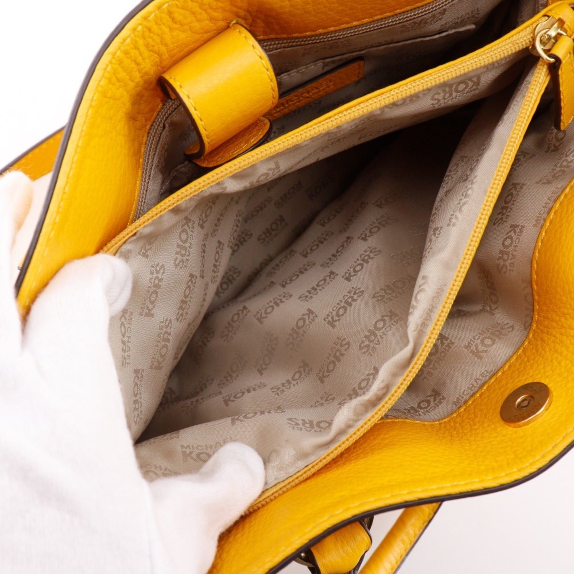 Michael Kors Michael Kors 2WAY Shoulder Handbag Leather Yellow 2way A4 Magnetic Type 2WAYShoulder Women's Size ONE SIZE - 7 Thumbnail