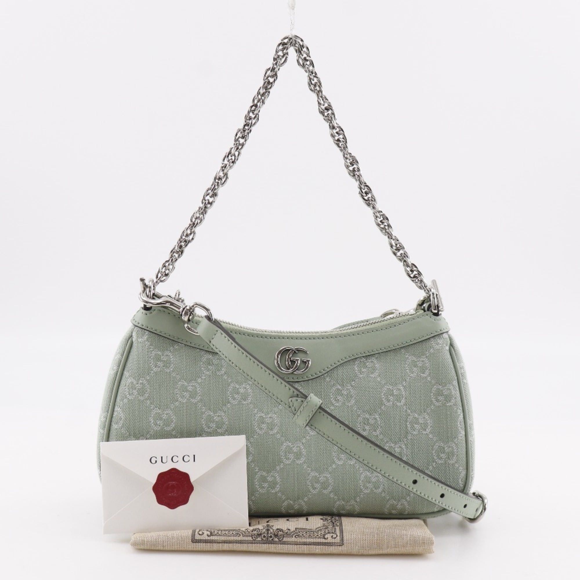 Gucci Gucci Off Deer 3-Way Shoulder Bag 784753, GG Canvas, Pale Green, Zipper, Women's Size ONE SIZE - 12 Thumbnail
