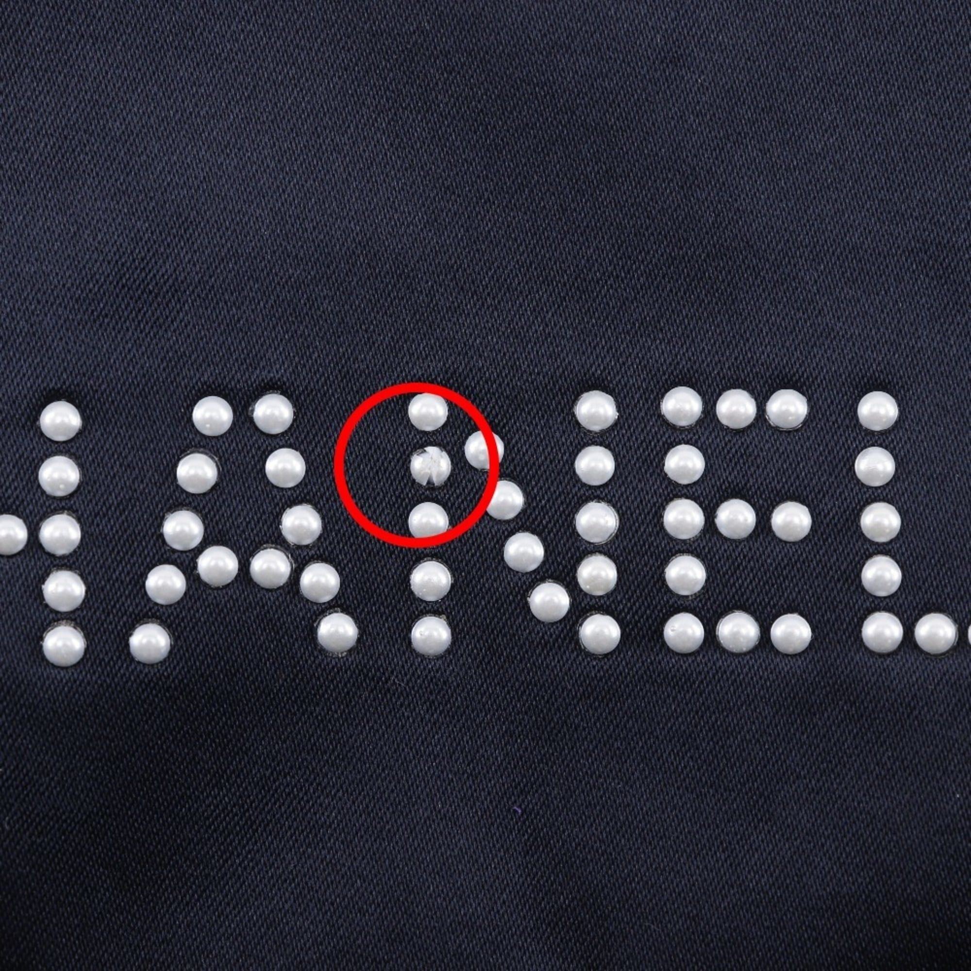Chanel CHANEL Pearl Logo Shoulder Bag Drawstring A17840 Satin Black Women's Size ONE SIZE - 7 Thumbnail