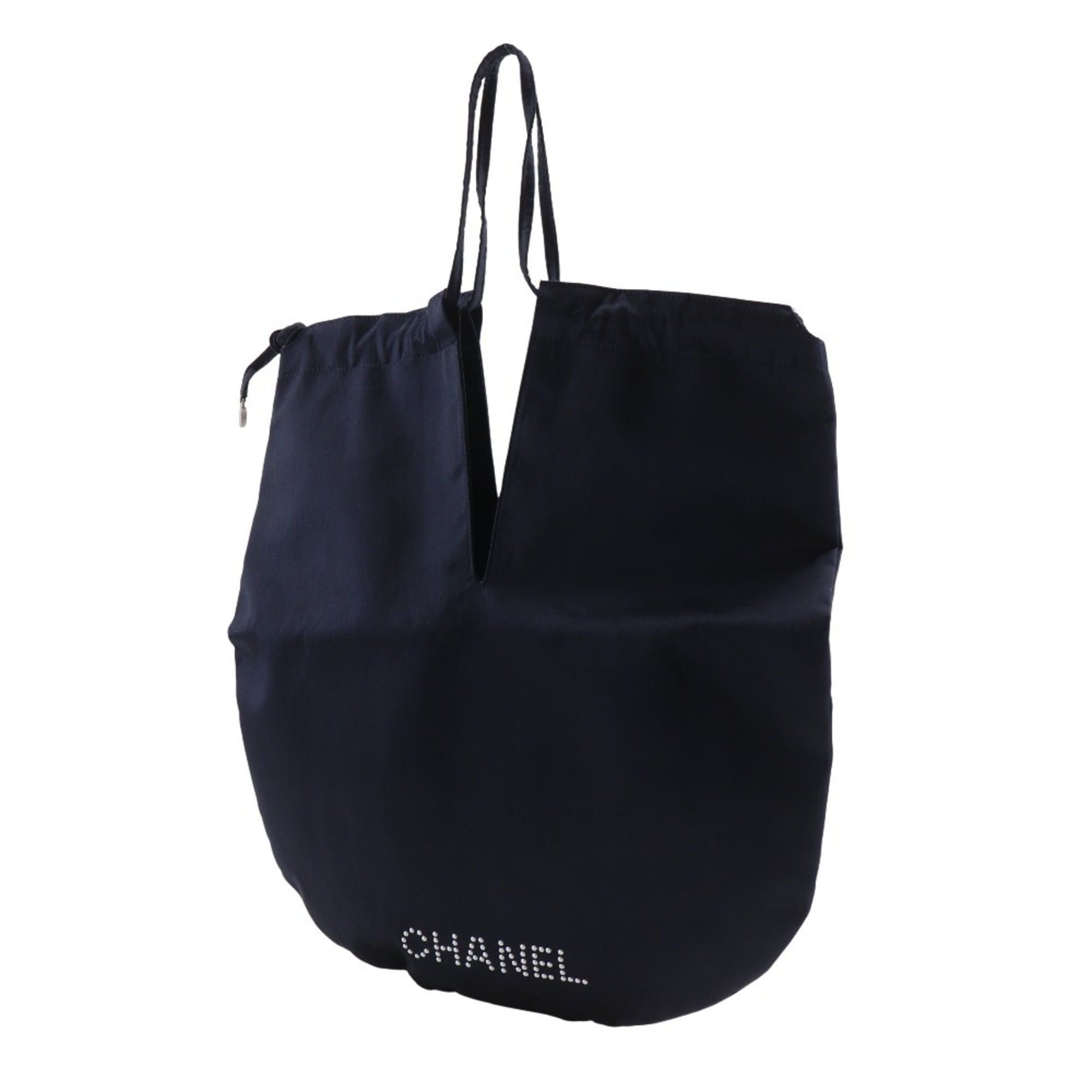 Chanel CHANEL Pearl Logo Shoulder Bag Drawstring A17840 Satin Black Women's Size ONE SIZE - 2 Thumbnail