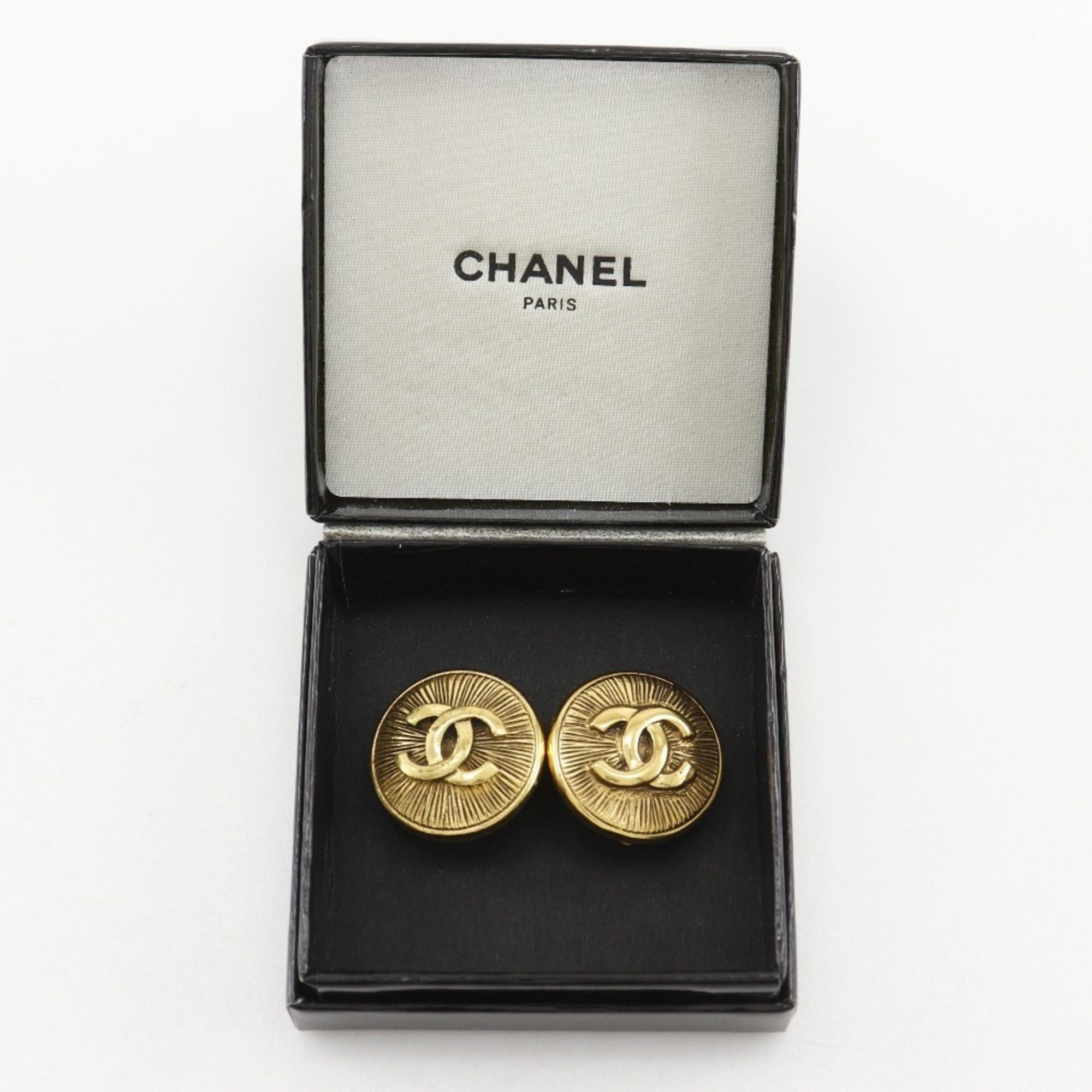 Chanel CHANEL COCO Mark Earrings Vintage Round Gold Plated Approx. 21.2g Women's Size ONE SIZE - 13 Thumbnail