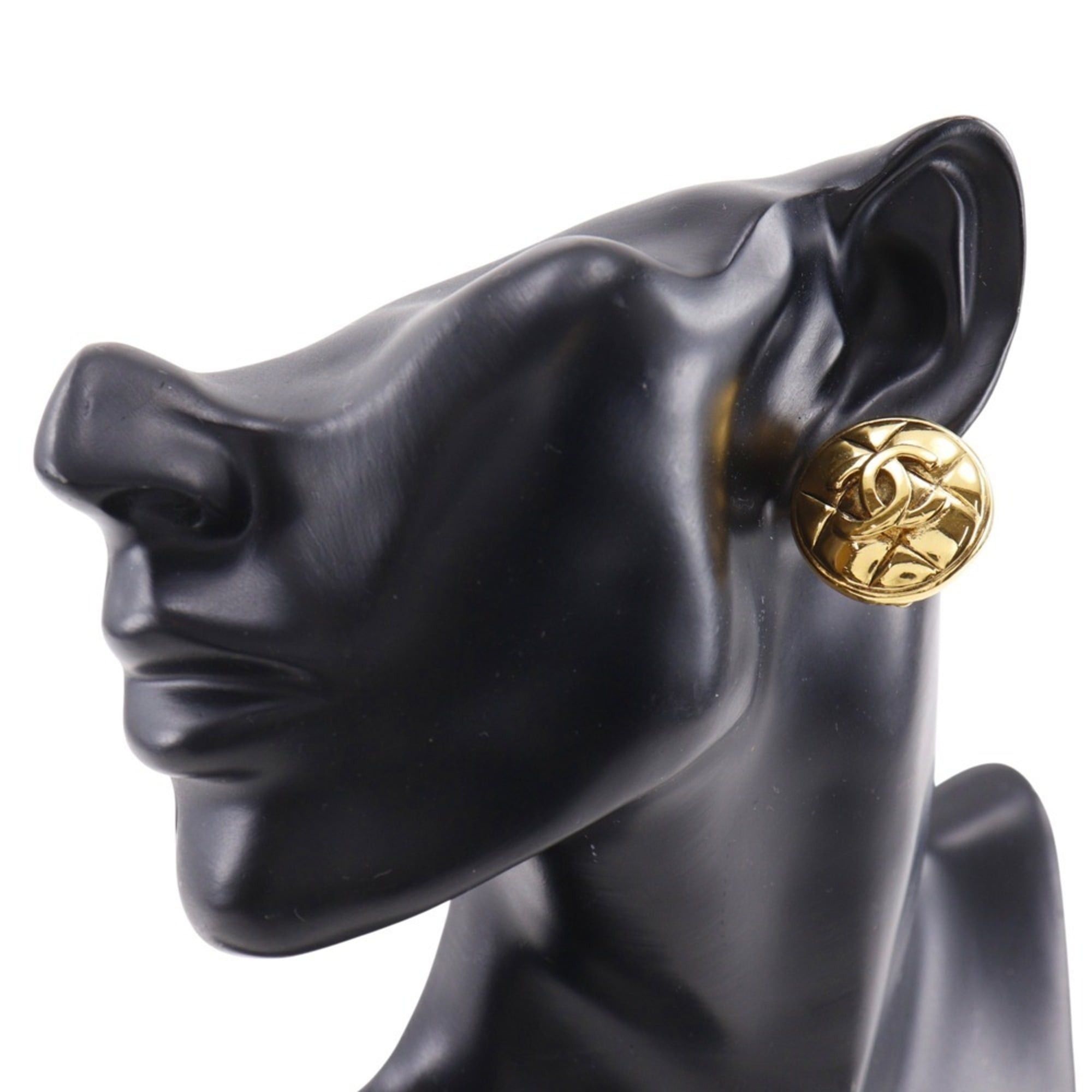 Chanel CHANEL Coco Mark Earrings Matelasse Vintage Gold Plated Approx. 22g COCO Women's Size ONE SIZE - 2 Thumbnail
