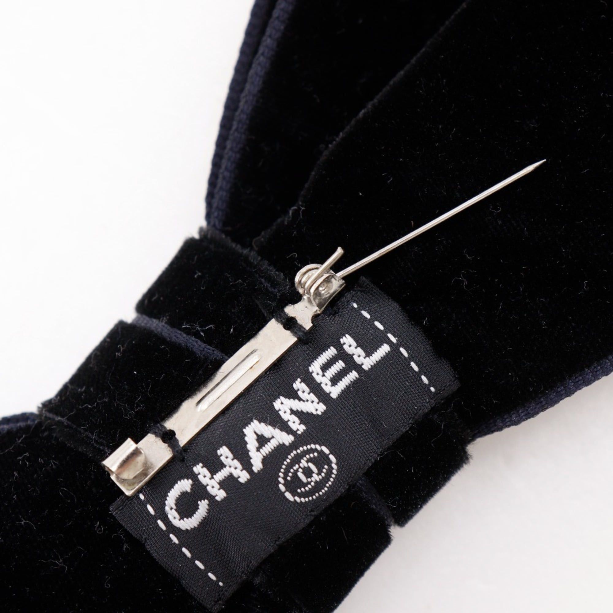 Chanel CHANEL Ribbon Brooch Velvet Black Approx. 17g Women's Size ONE SIZE - 3 Thumbnail