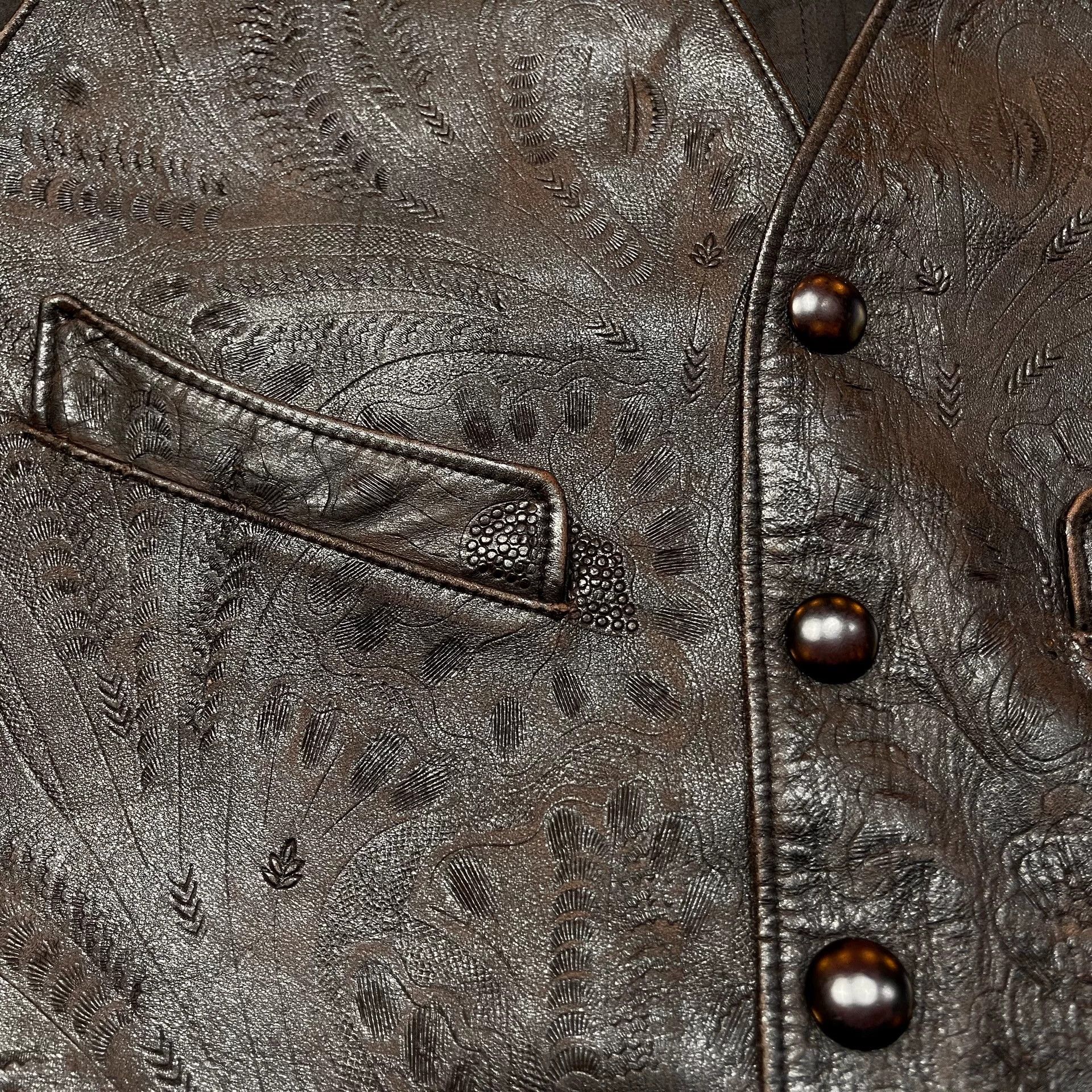 RRL Ralph Lauren rrl engraved leather vest by ralph lauren Size US M / EU 48-50 / 2 - 4 Thumbnail