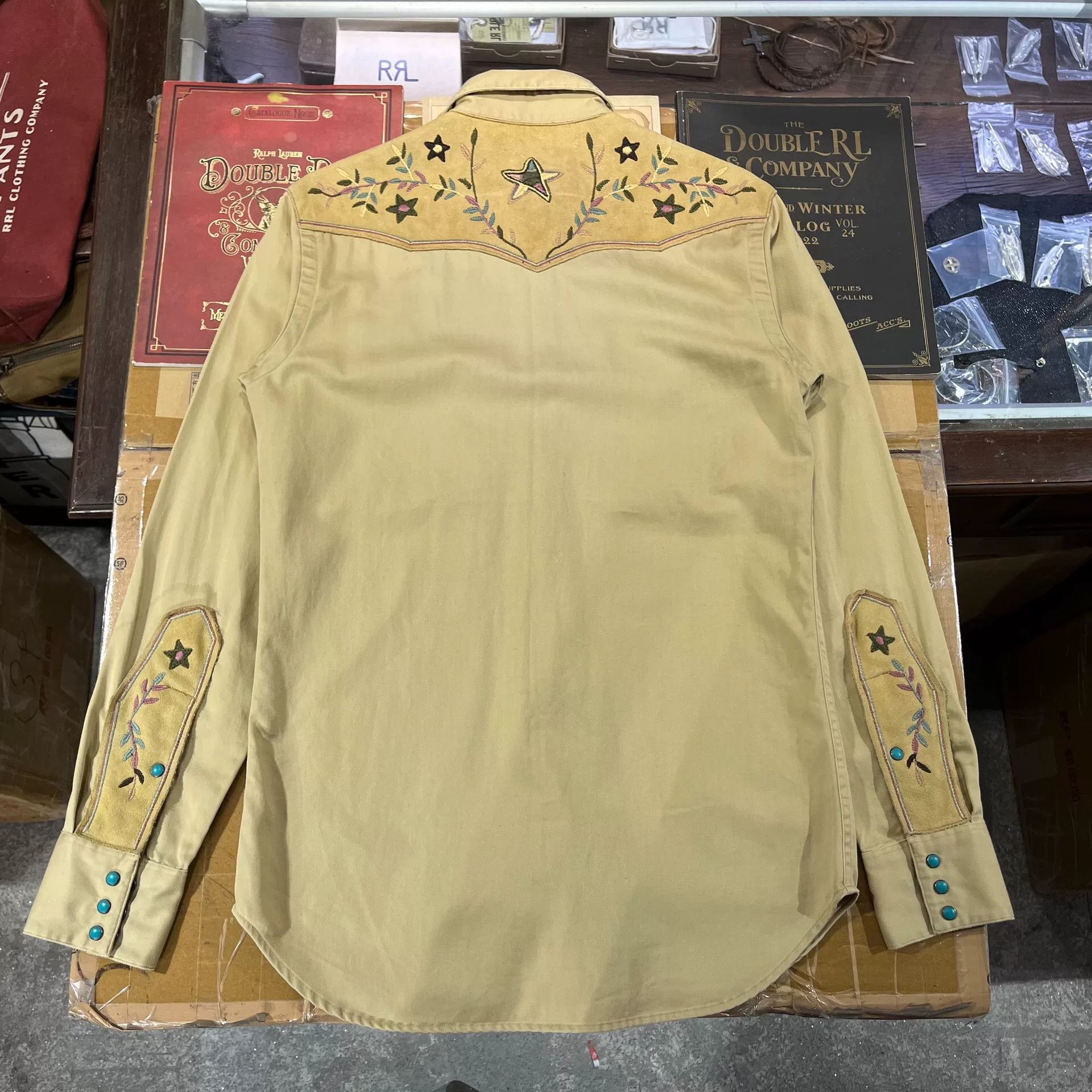 RRL Ralph Lauren embroidered tan shirt by Ralph Lauren Size US XS / EU 42 / 0 - 2 Thumbnail