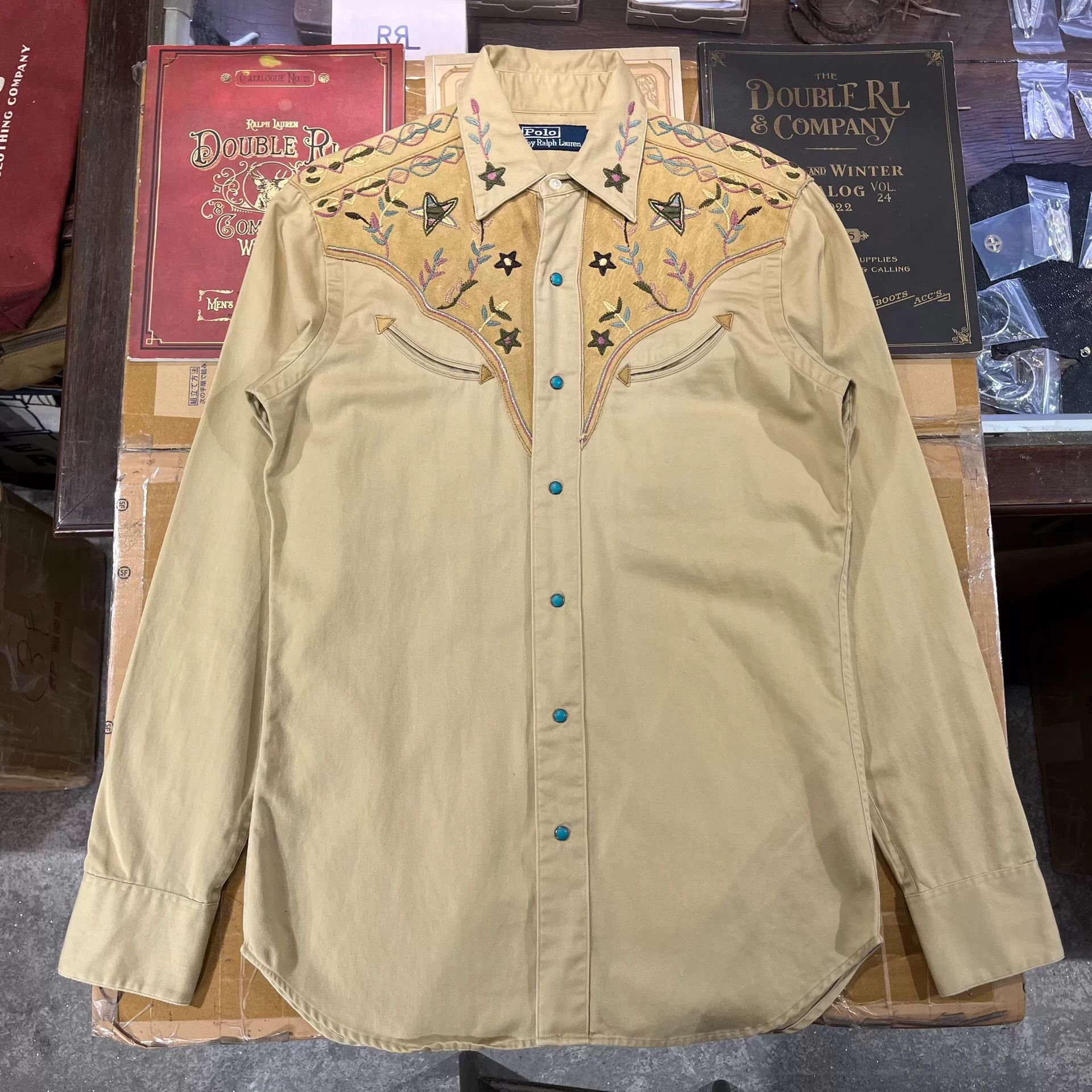 RRL Ralph Lauren embroidered tan shirt by Ralph Lauren Size US XS / EU 42 / 0 - 3 Thumbnail
