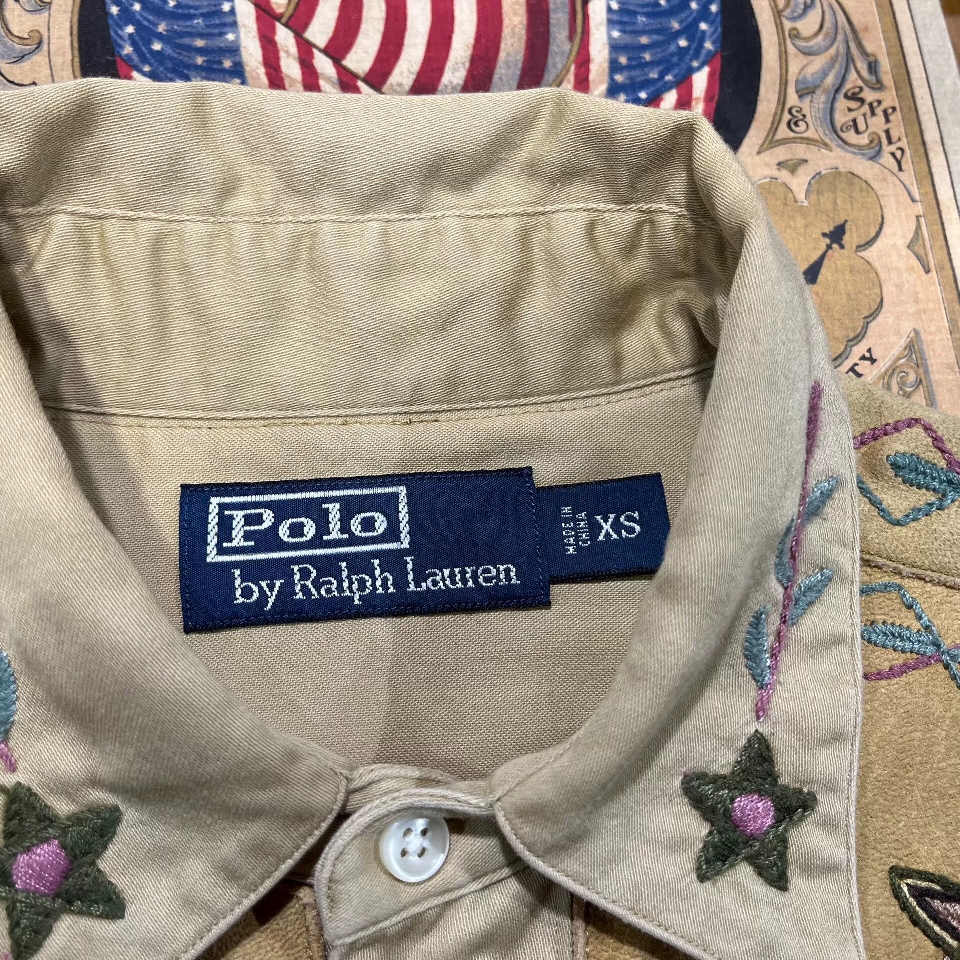 RRL Ralph Lauren embroidered tan shirt by Ralph Lauren Size US XS / EU 42 / 0 - 5 Thumbnail