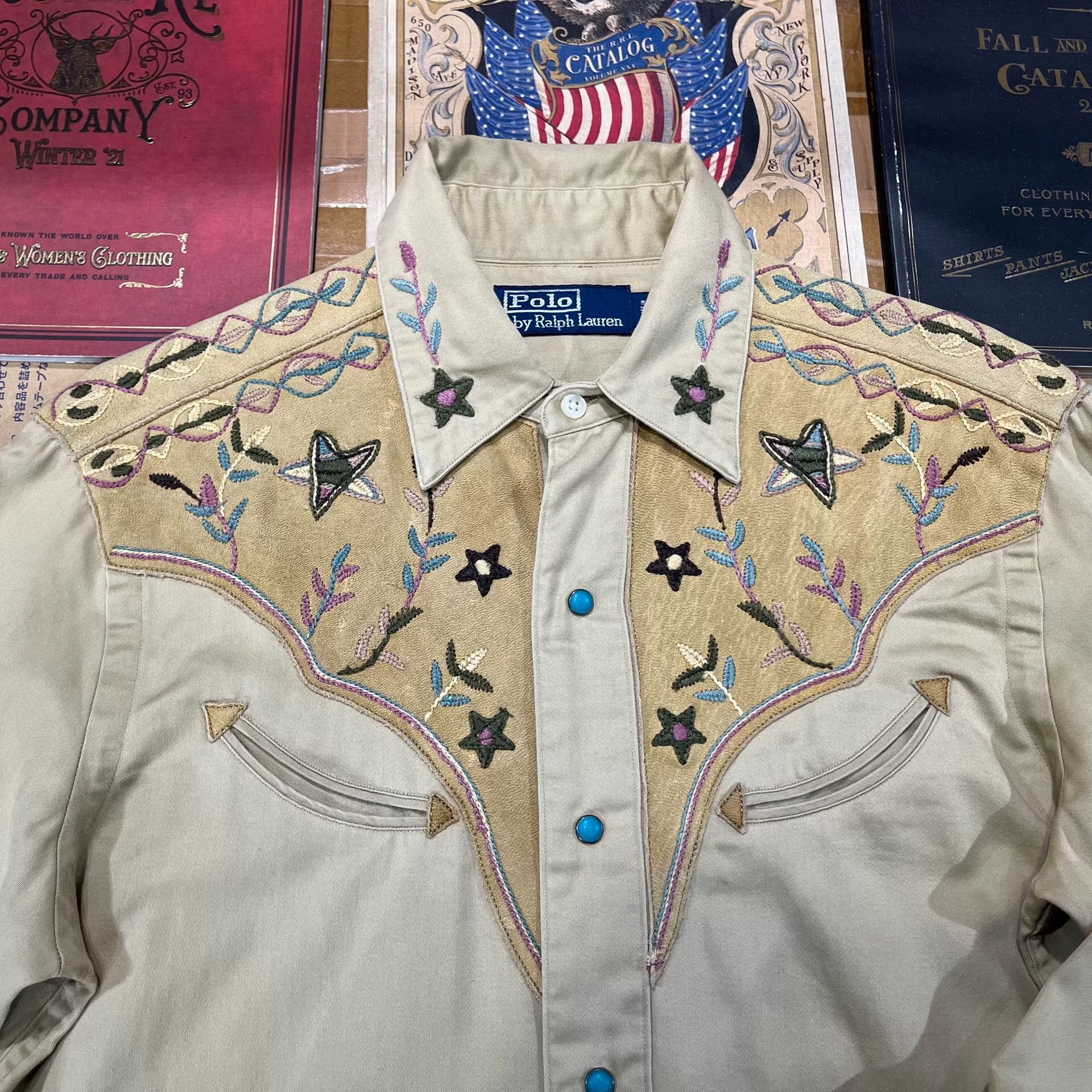 RRL Ralph Lauren embroidered tan shirt by Ralph Lauren Size US XS / EU 42 / 0 - 4 Thumbnail