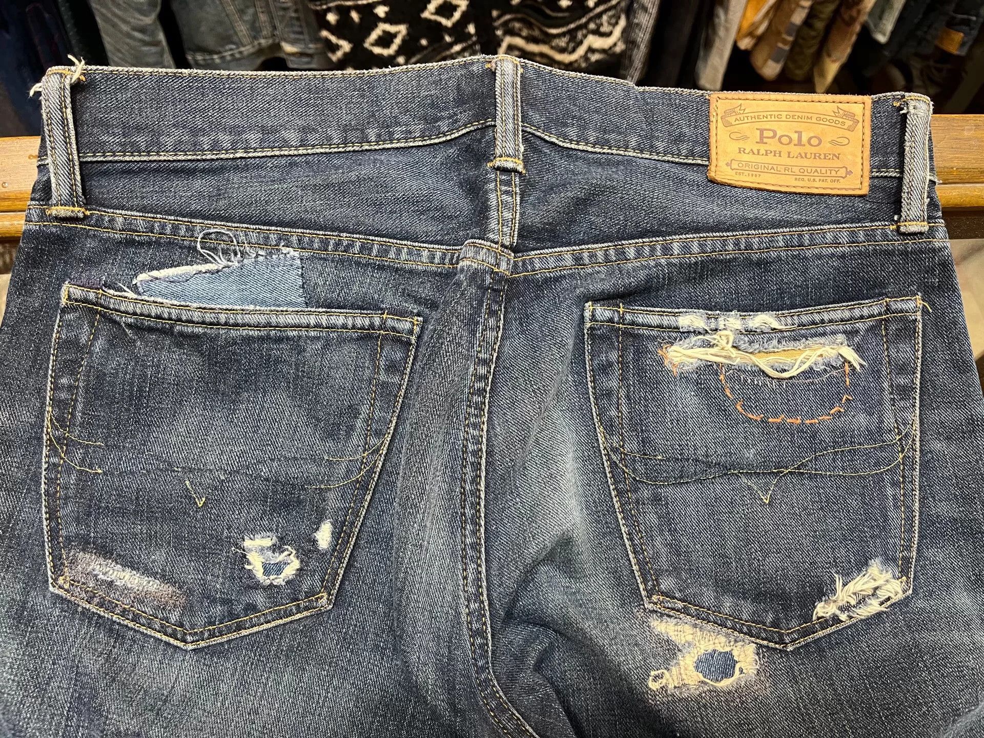 RRL Ralph Lauren rrl patchwork distressed denim jeans Size US 32 / EU 48 - 4 Thumbnail