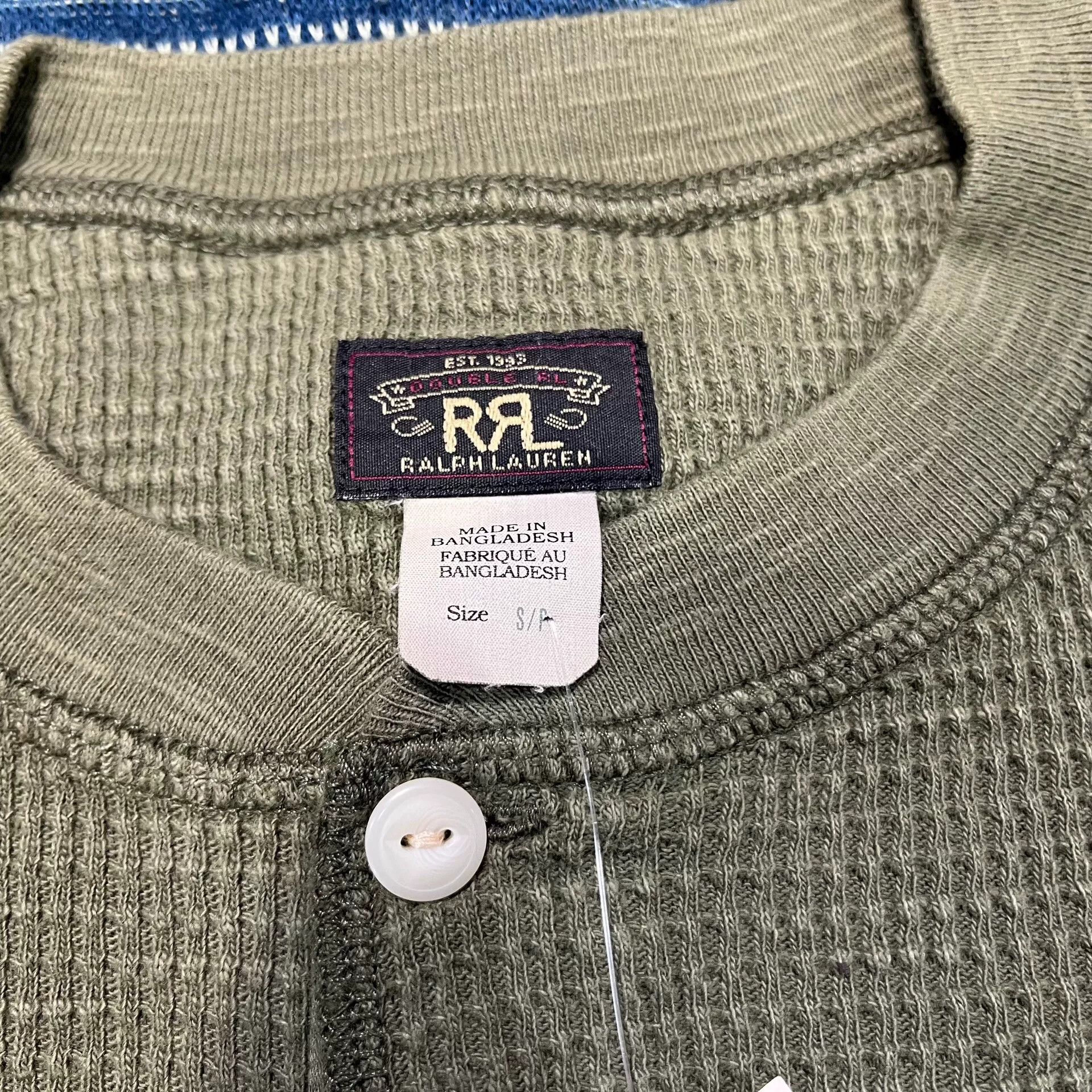 RRL Ralph Lauren olive green long sleeve henley shirt Size US S / EU 44-46 / 1 - 5 Thumbnail