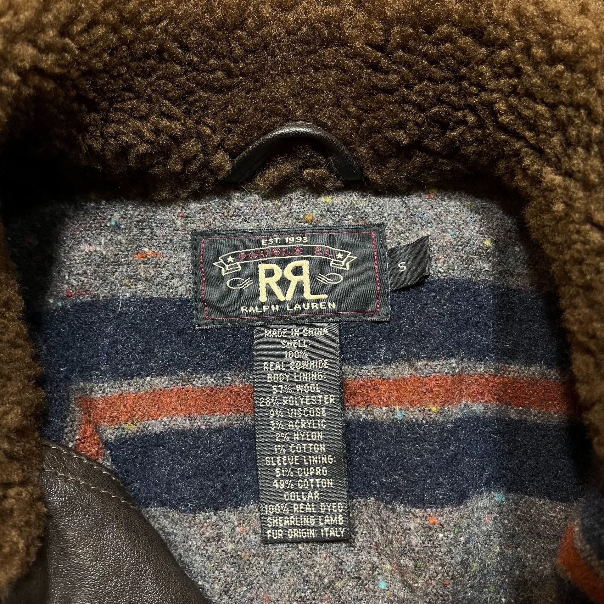 RRL Ralph Lauren brown leather jacket with faux fur collar Size US S / EU 44-46 / 1 - 3 Thumbnail