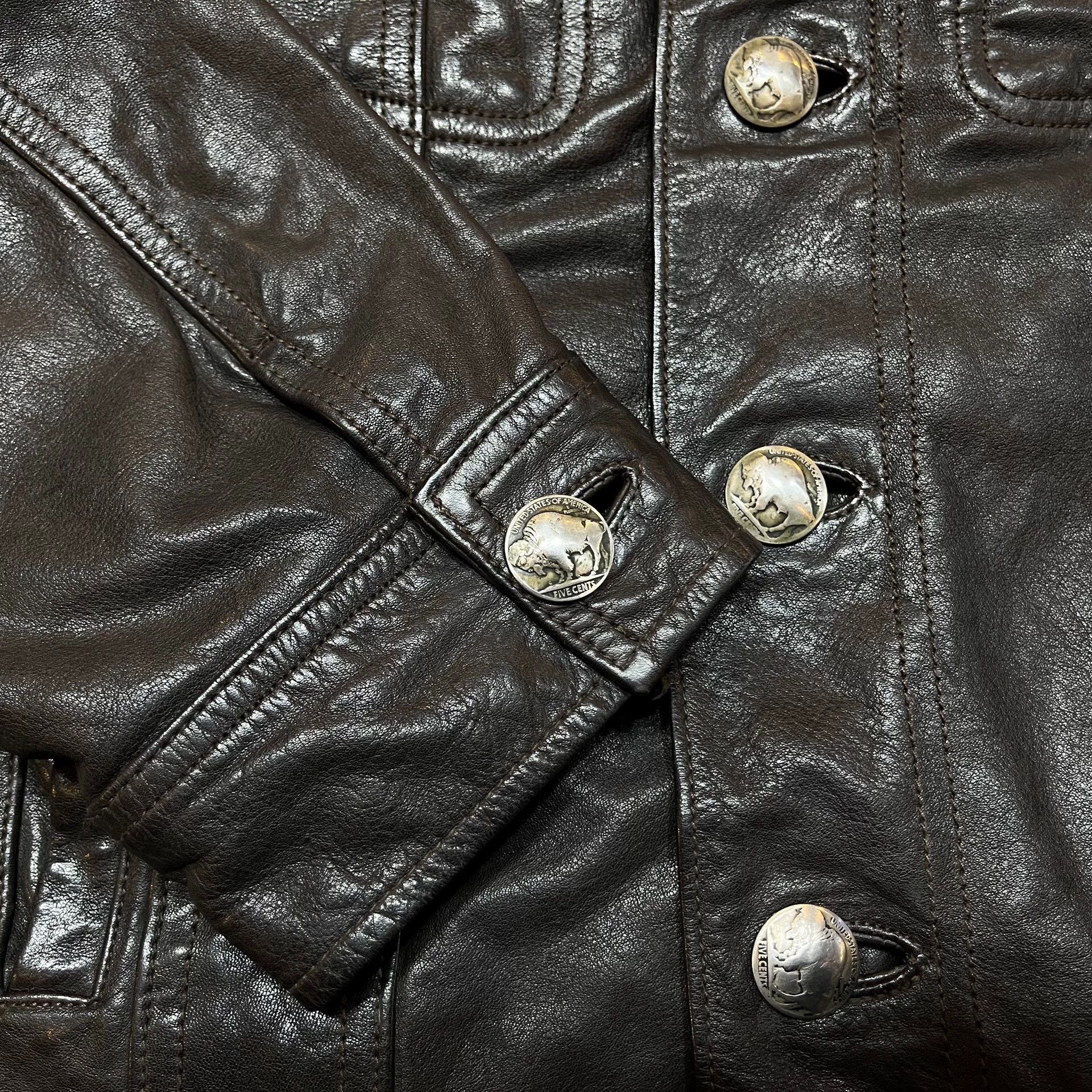 RRL Ralph Lauren brown leather jacket with faux fur collar Size US S / EU 44-46 / 1 - 6 Thumbnail