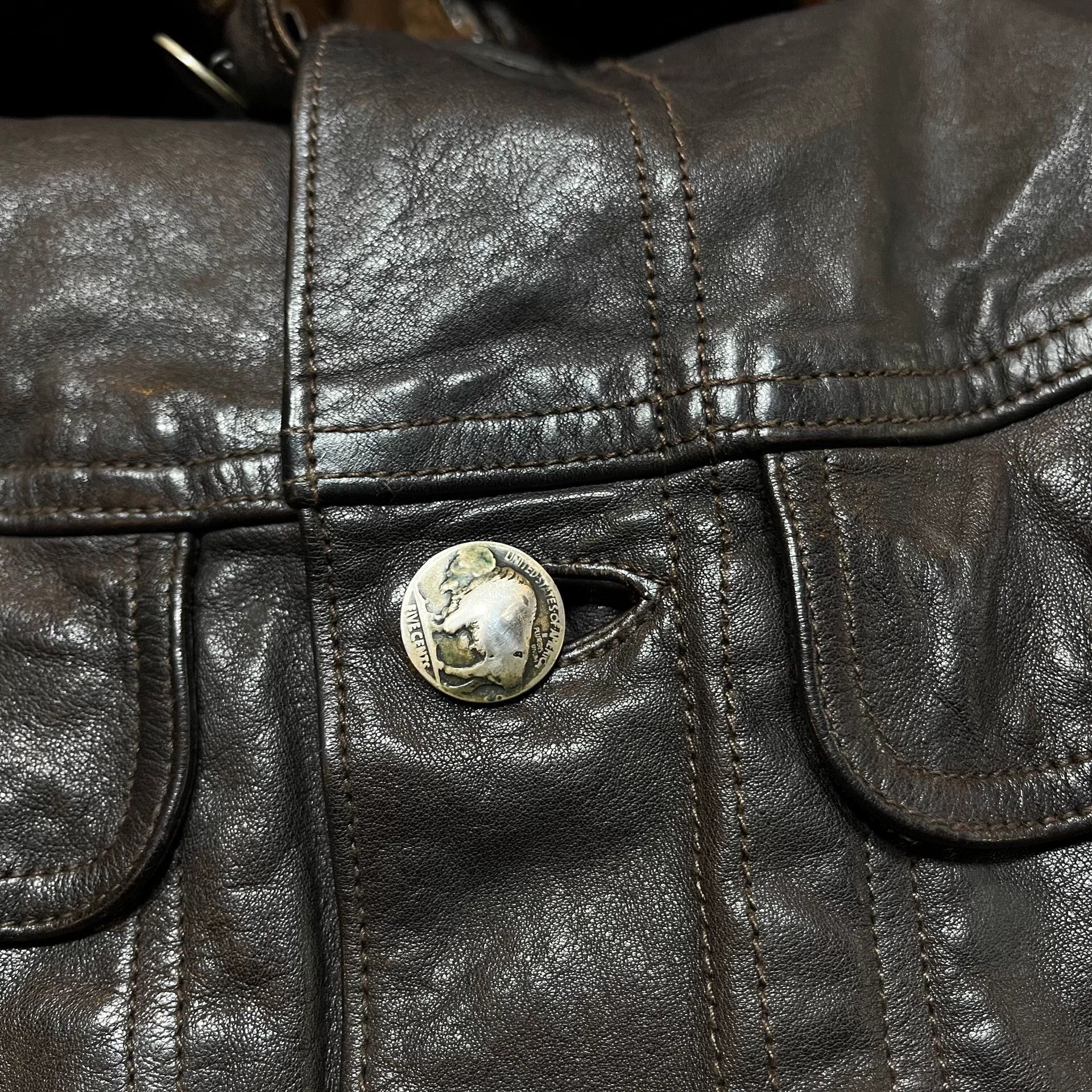 RRL Ralph Lauren brown leather jacket with faux fur collar Size US S / EU 44-46 / 1 - 4 Thumbnail