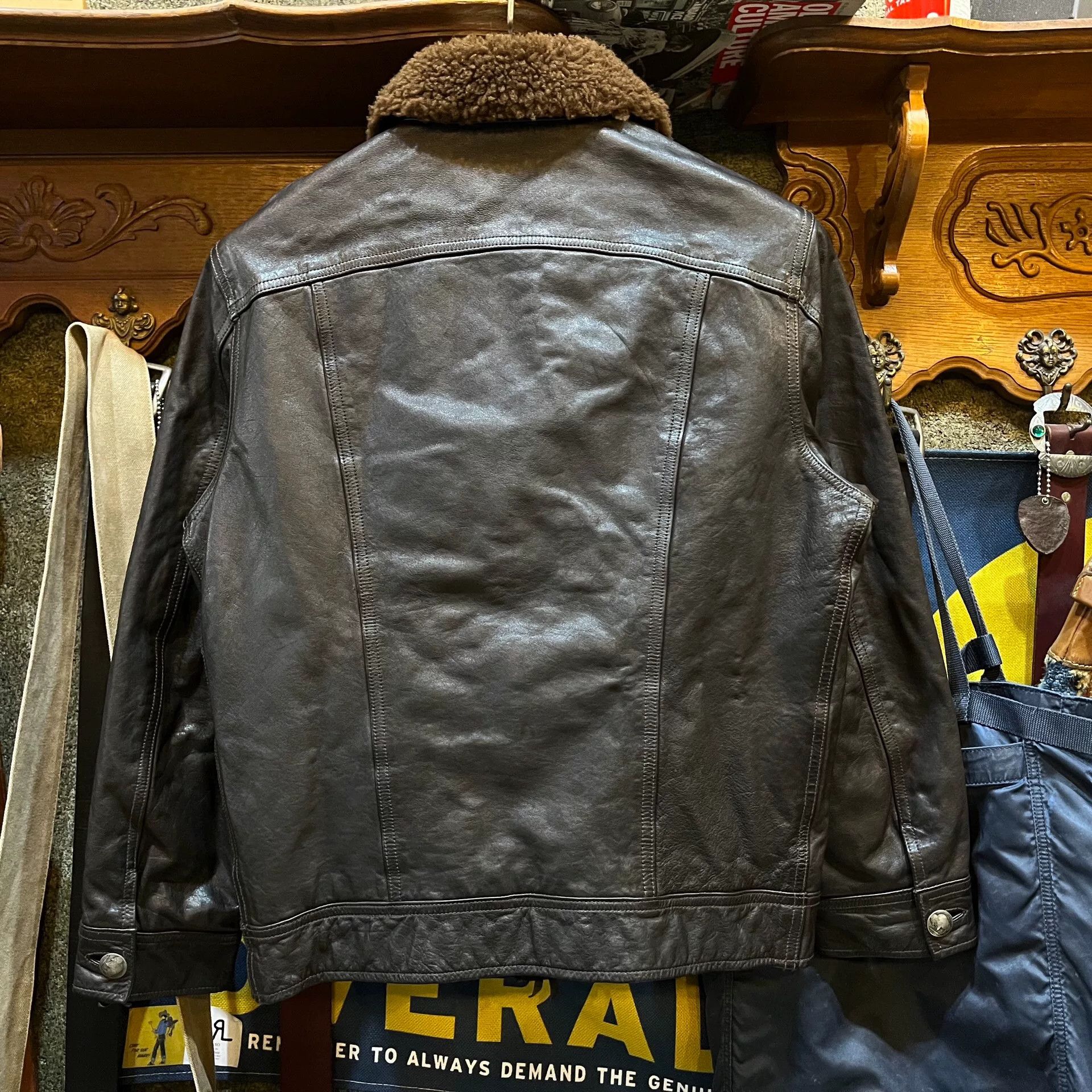 RRL Ralph Lauren brown leather jacket with faux fur collar Size US S / EU 44-46 / 1 - 2 Thumbnail