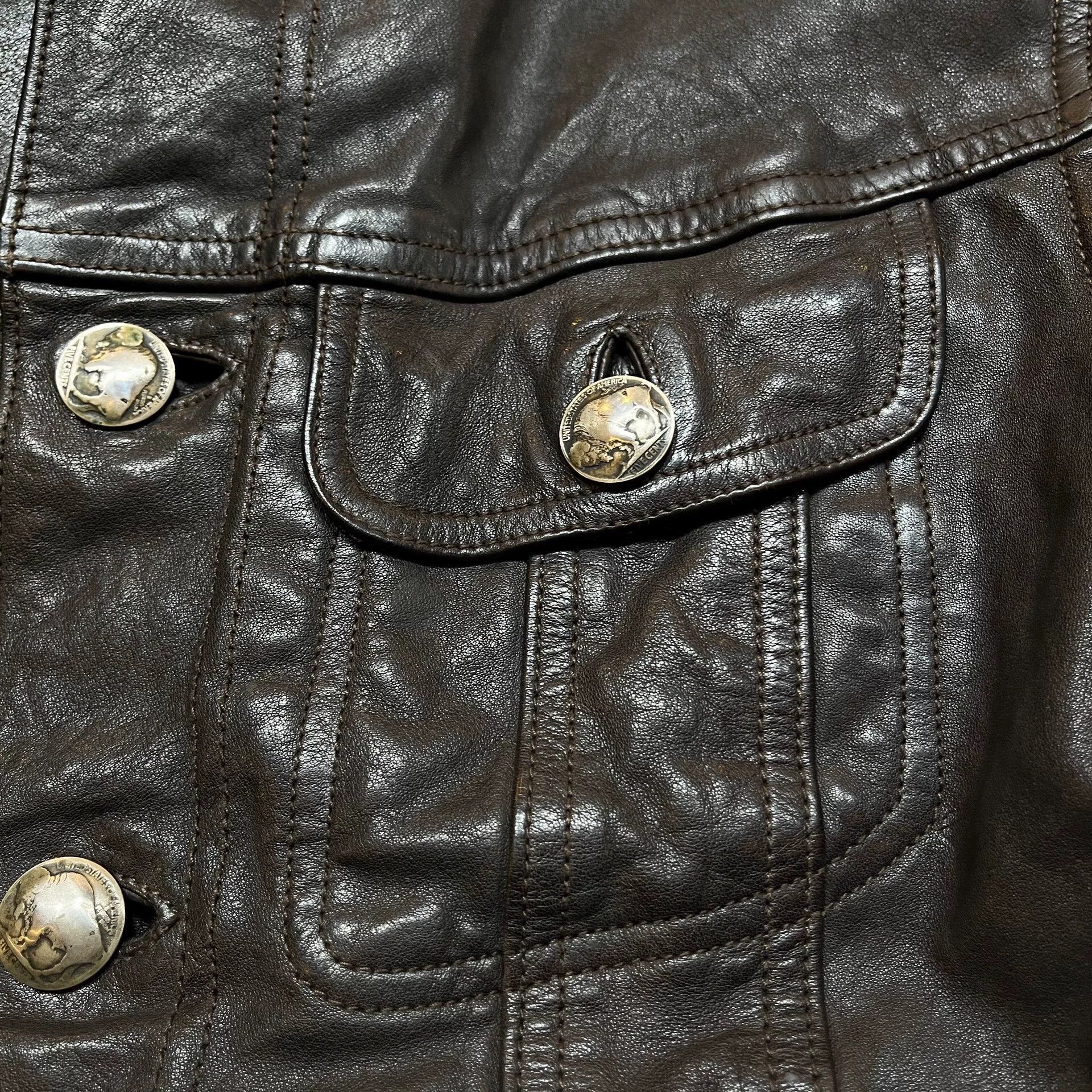 RRL Ralph Lauren brown leather jacket with faux fur collar Size US S / EU 44-46 / 1 - 5 Thumbnail