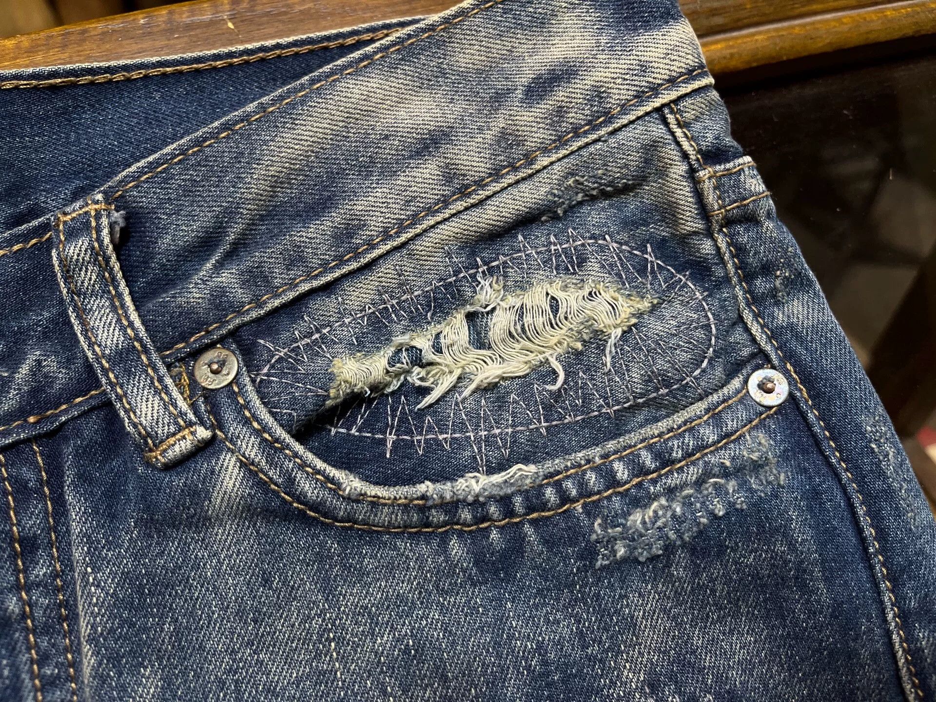 RRL Ralph Lauren distressed double RL jeans by Ralph Lauren Size US 30 / EU 46 - 5 Thumbnail