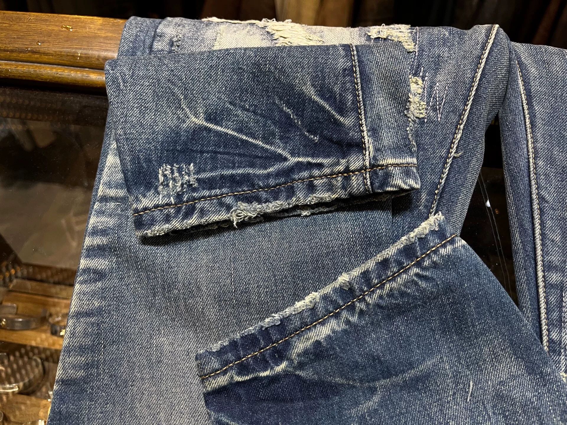 RRL Ralph Lauren distressed double RL jeans by Ralph Lauren Size US 30 / EU 46 - 8 Thumbnail