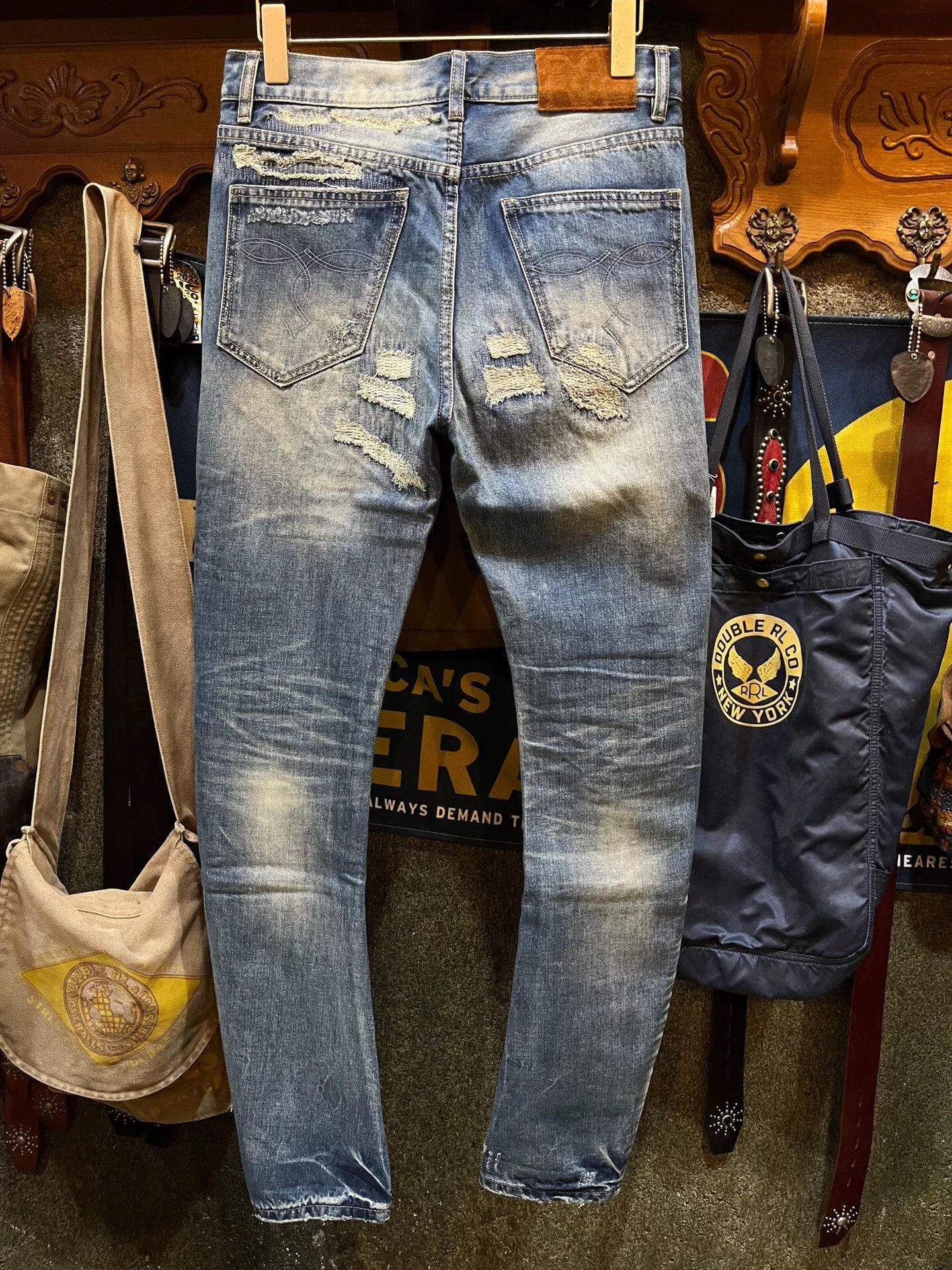 RRL Ralph Lauren distressed double RL jeans by Ralph Lauren Size US 30 / EU 46 - 2 Thumbnail