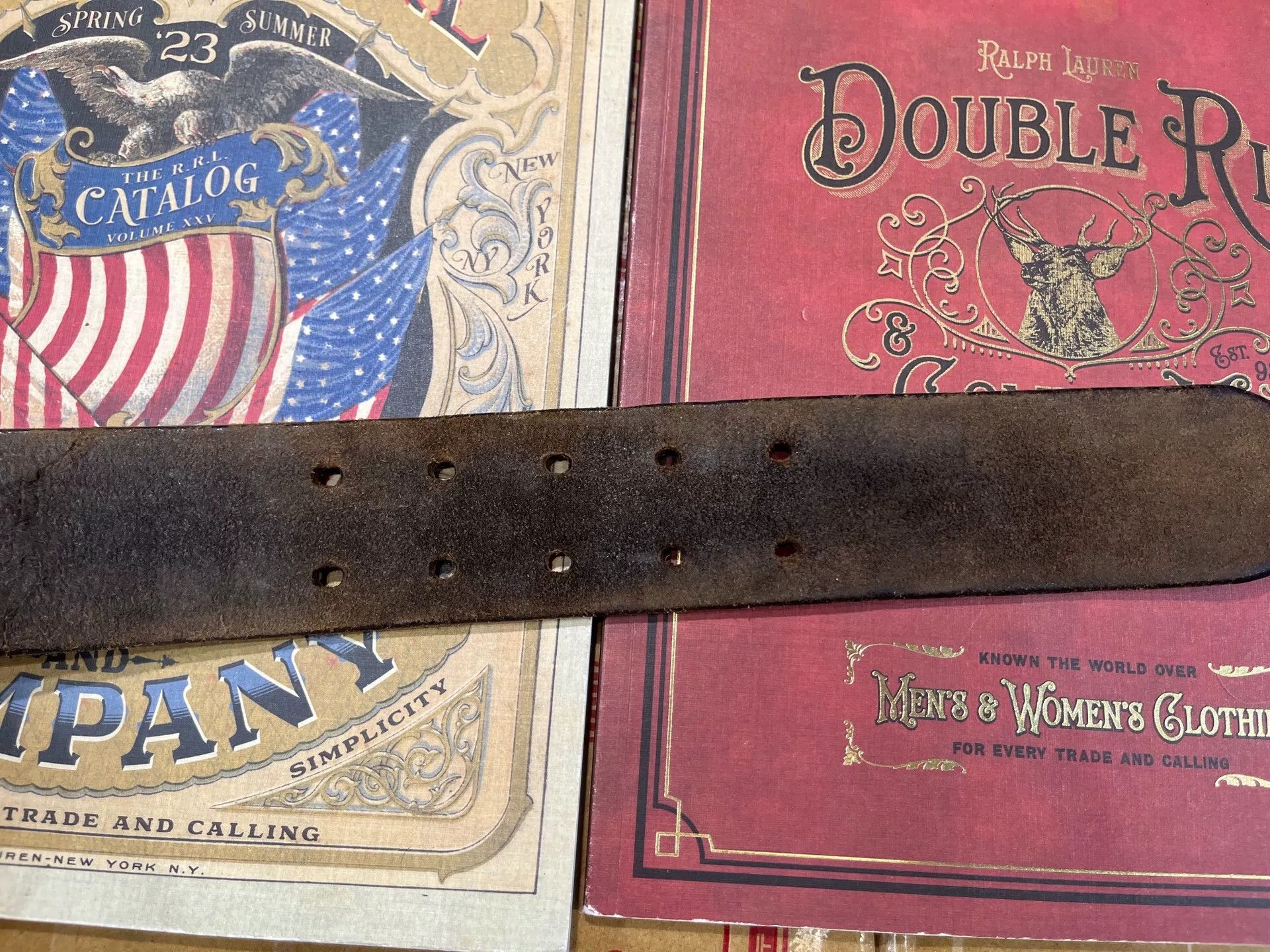 RRL Ralph Lauren black leather double rl belt Size ONE SIZE - 8 Thumbnail