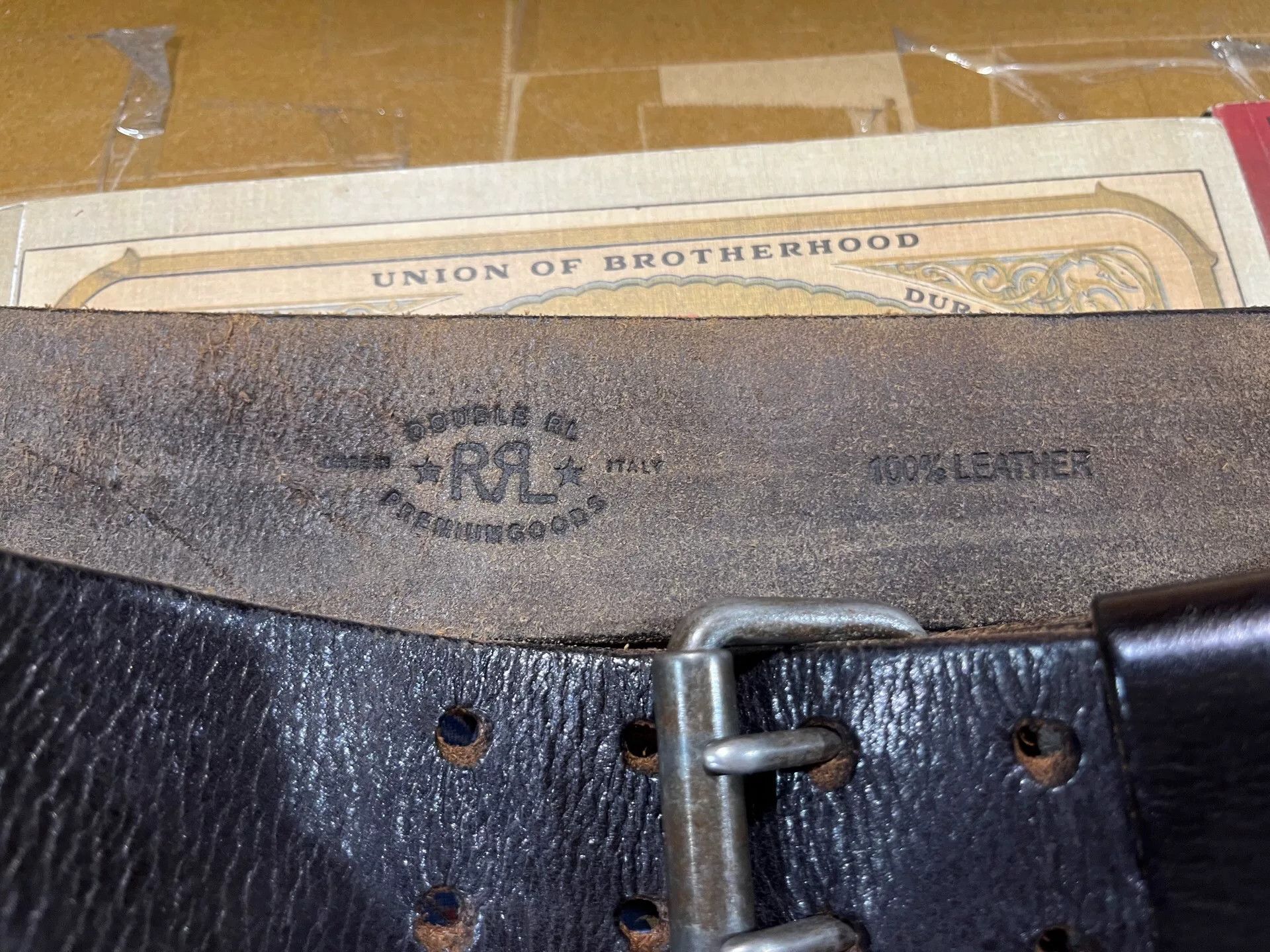 RRL Ralph Lauren black leather double rl belt Size ONE SIZE - 2 Thumbnail
