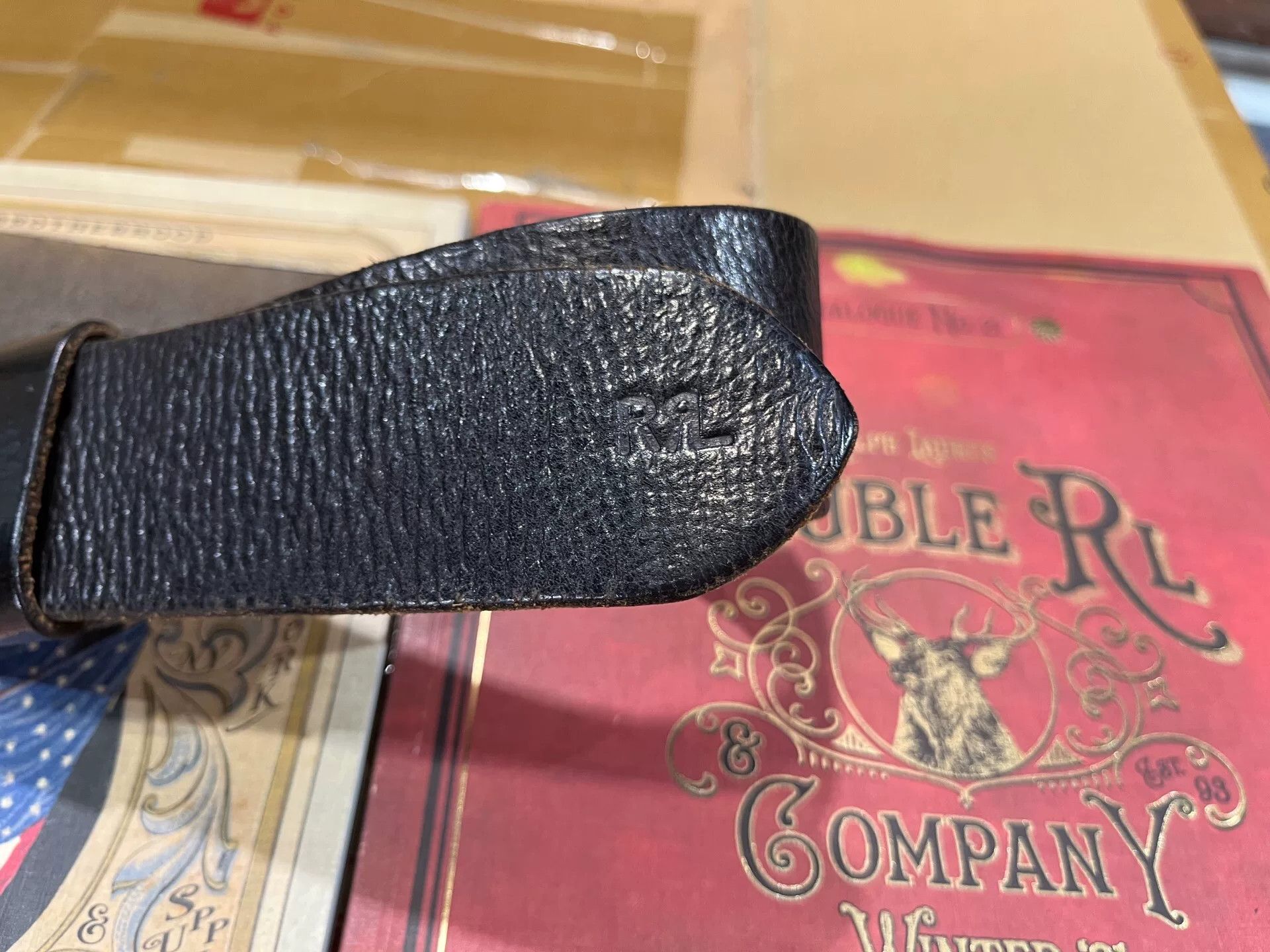 RRL Ralph Lauren black leather double rl belt Size ONE SIZE - 3 Thumbnail