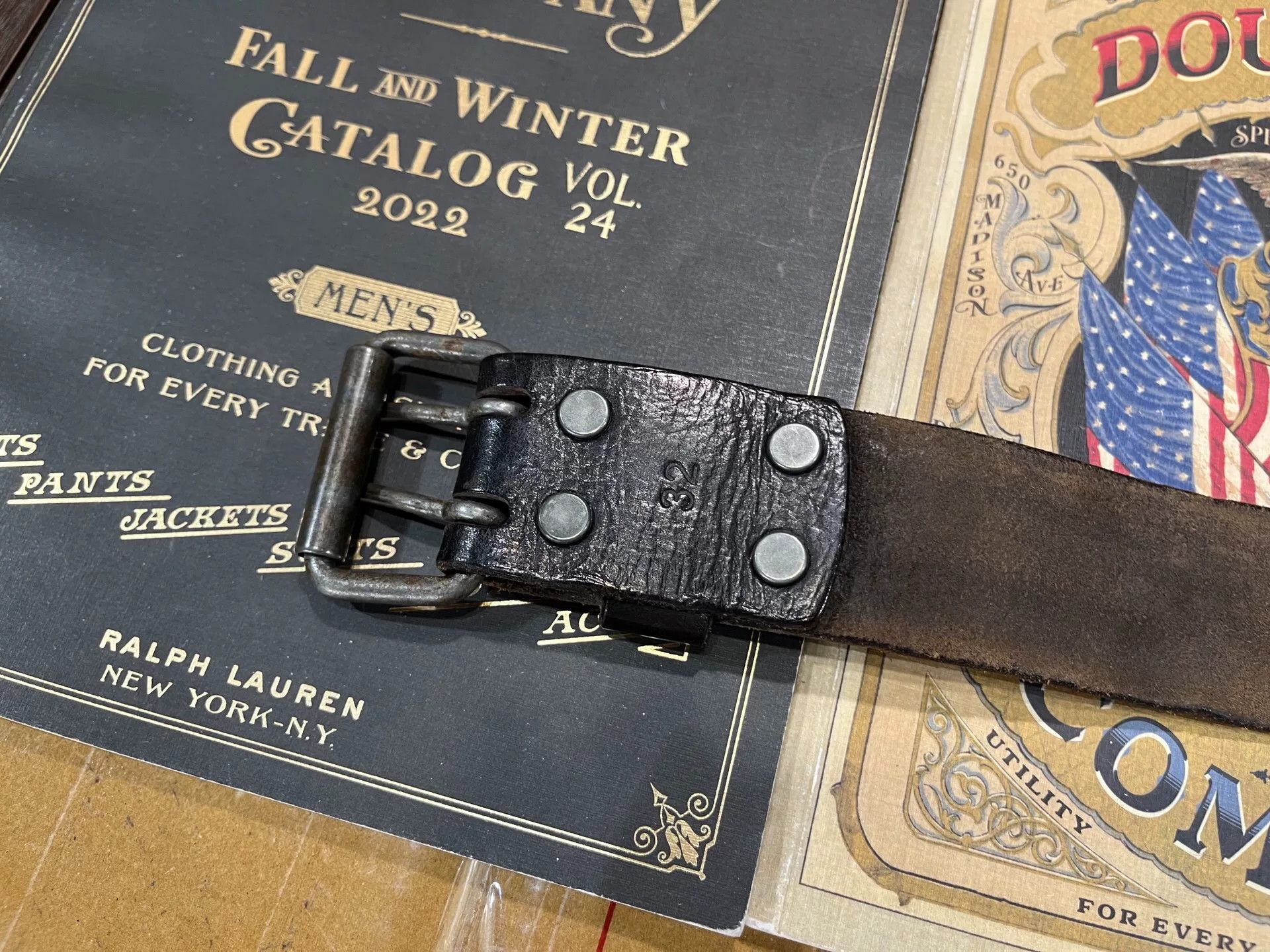 RRL Ralph Lauren black leather double rl belt Size ONE SIZE - 6 Thumbnail