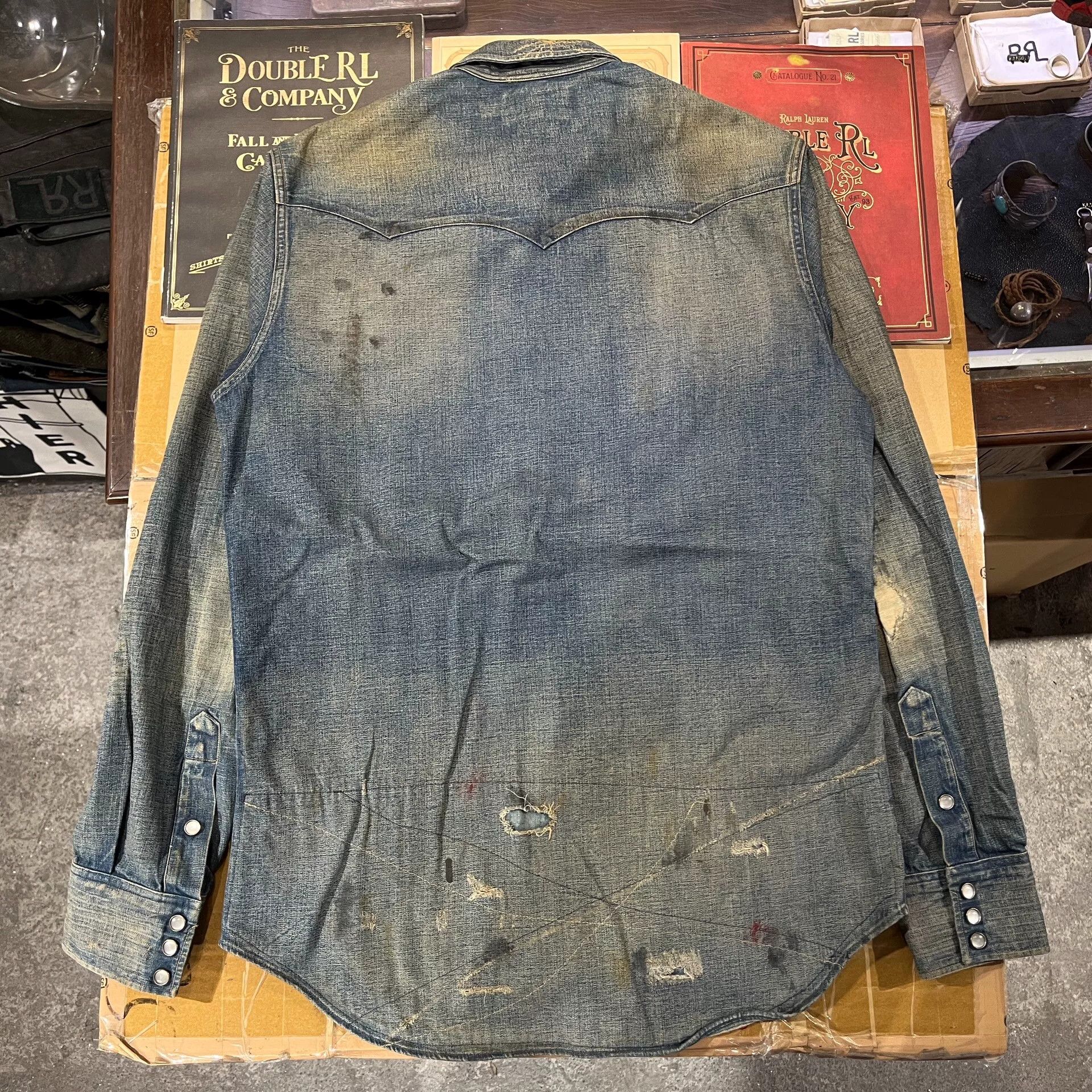 RRL Ralph Lauren vintage rrl denim shirt with patches Size US M / EU 48-50 / 2 - 3 Thumbnail