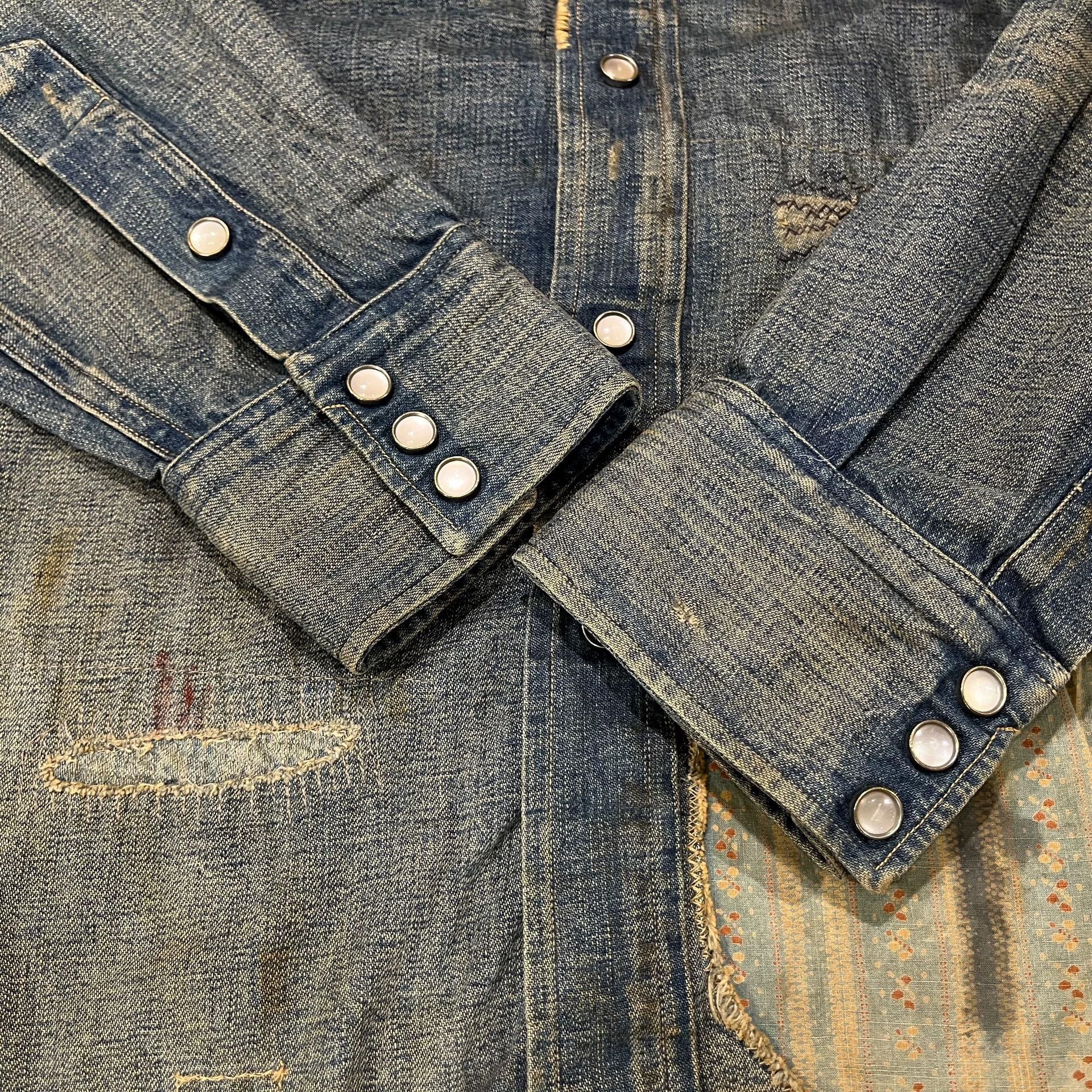 RRL Ralph Lauren vintage rrl denim shirt with patches Size US M / EU 48-50 / 2 - 8 Thumbnail