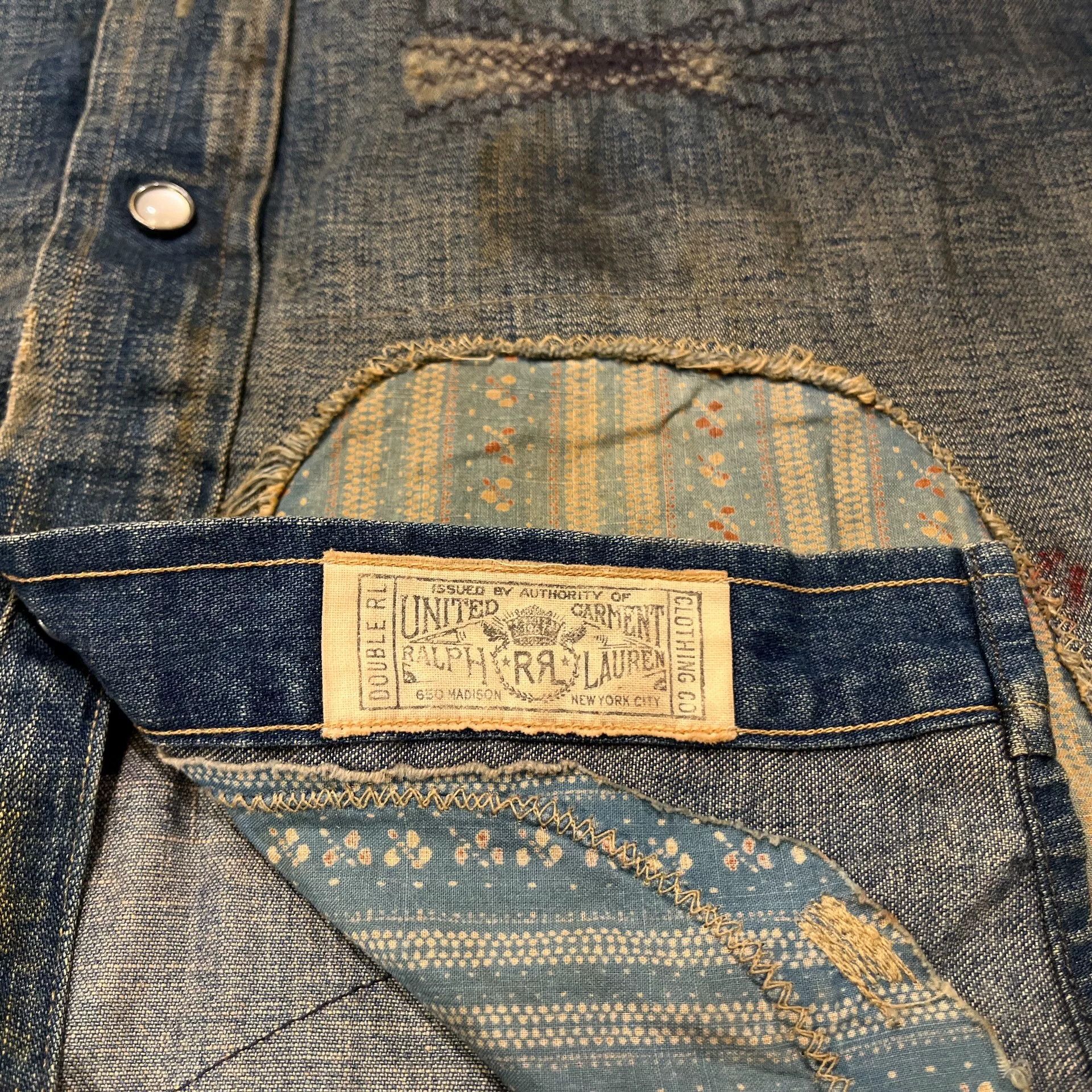 RRL Ralph Lauren vintage rrl denim shirt with patches Size US M / EU 48-50 / 2 - 6 Thumbnail