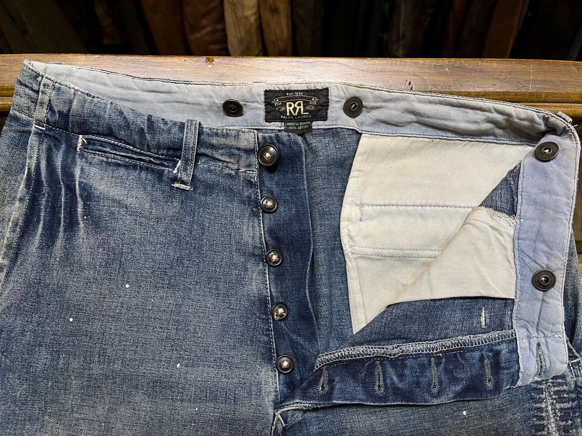 RRL Ralph Lauren vintage distressed washed denim jeans Size US 30 / EU 46 - 7 Thumbnail