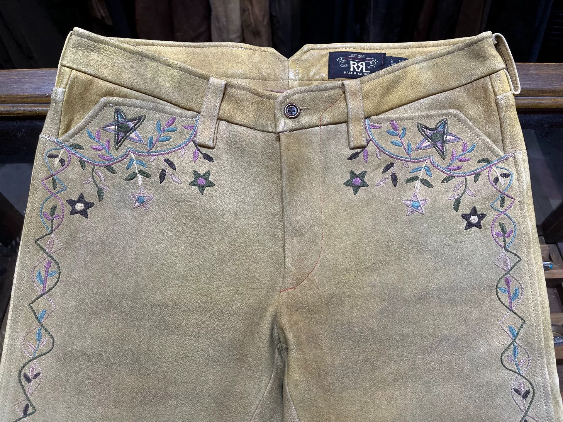 RRL Ralph Lauren western embroidered vintage leather pants Size US 34 / EU 50 - 4 Thumbnail