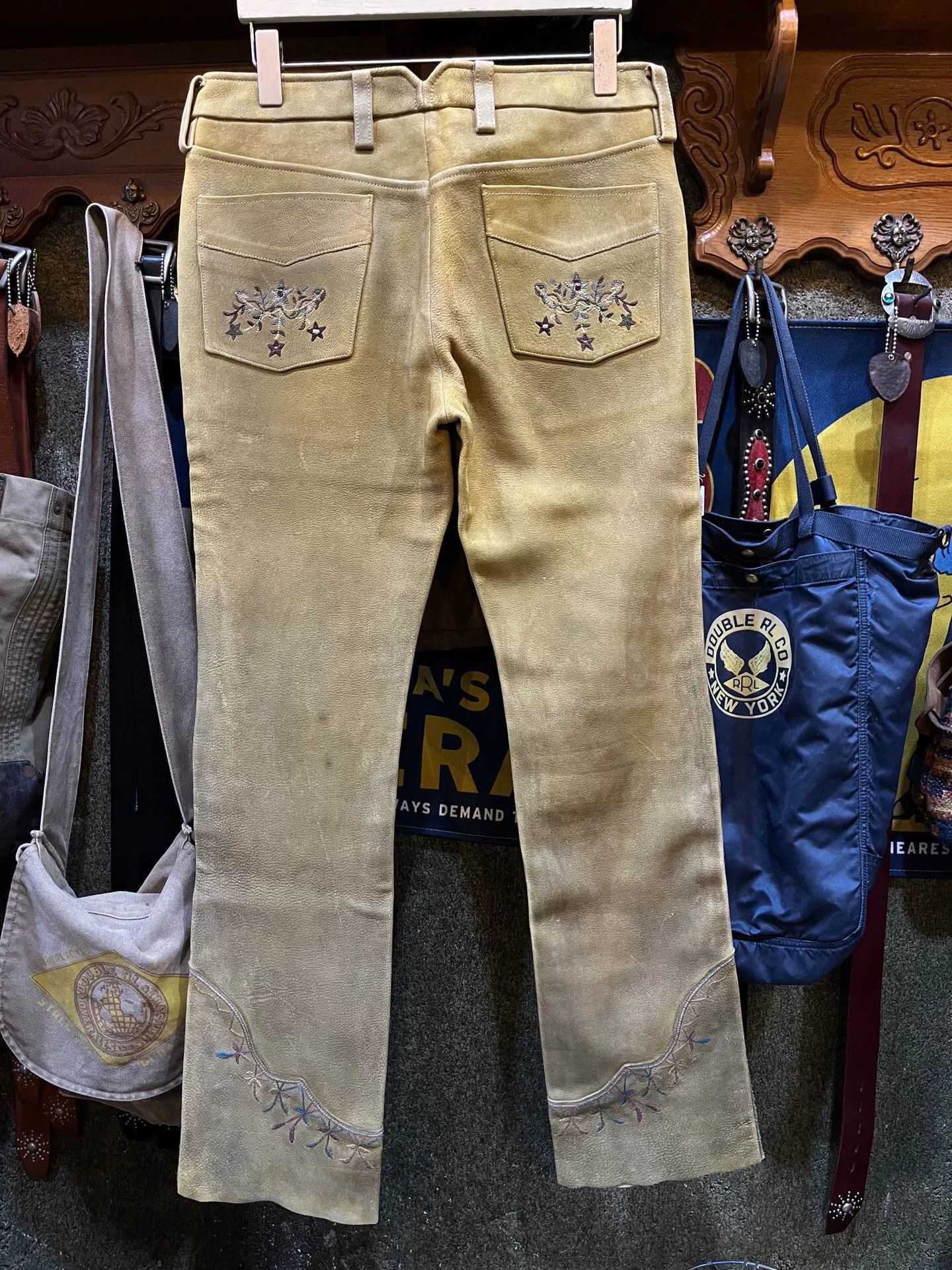 RRL Ralph Lauren western embroidered vintage leather pants Size US 34 / EU 50 - 2 Thumbnail