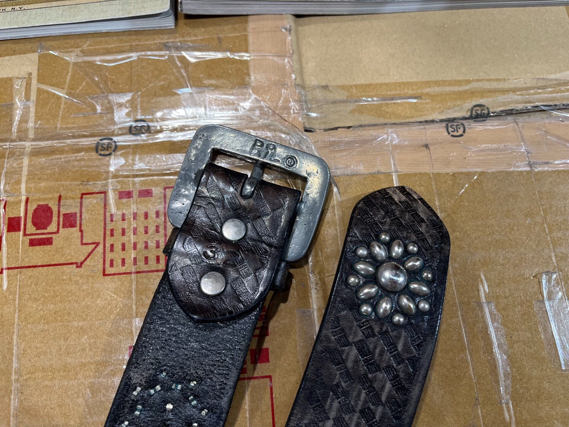 RRL Ralph Lauren rrl studded leather belt by ralph lauren Size ONE SIZE - 5 Thumbnail